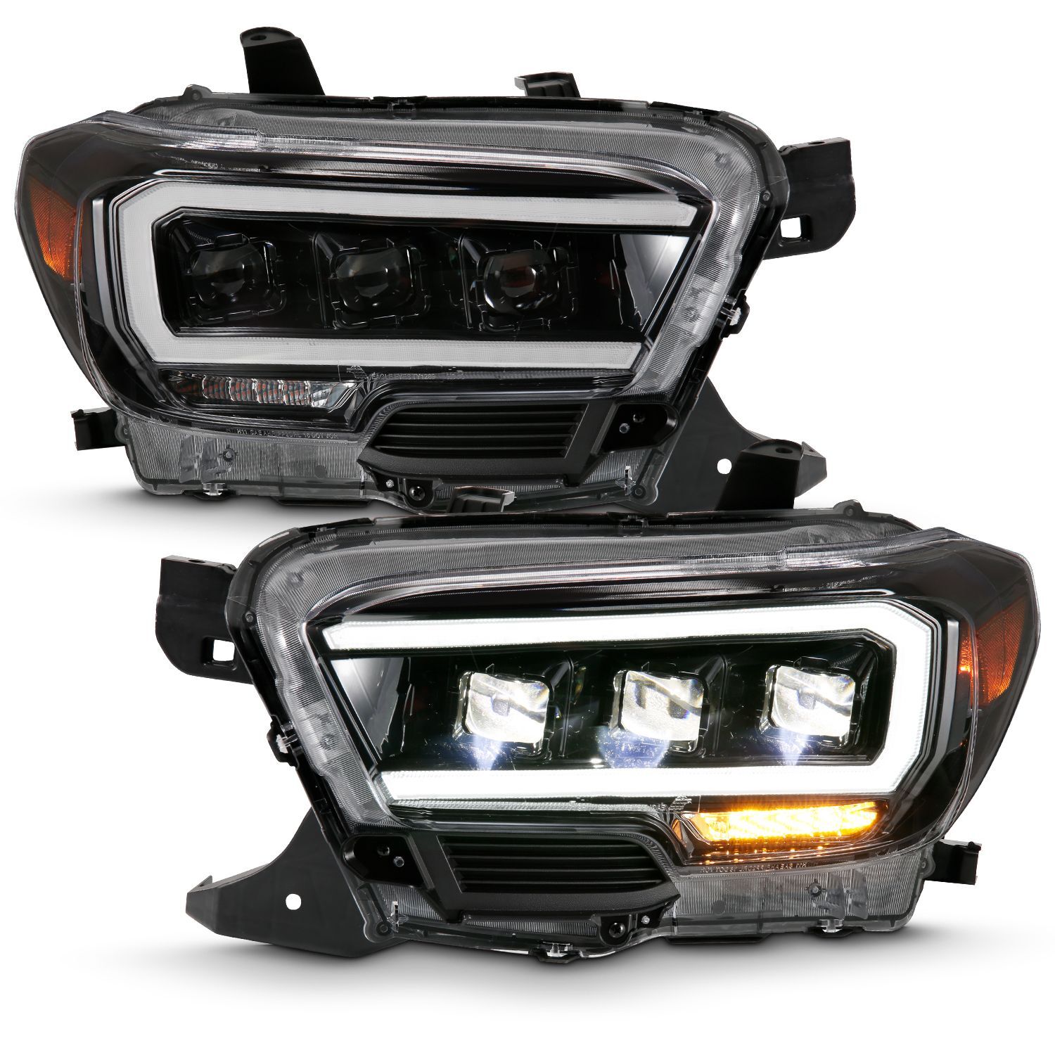 2016-2023 Toyota Tacoma SR/SR5 Anzo LED Projector Headlights Plank Style Black W/ Amber - 111496