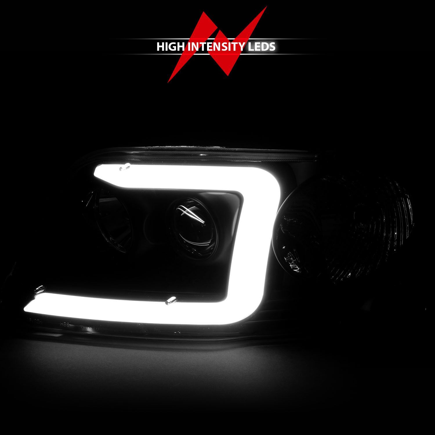 1997-2003 Ford Expedition/F-150/F-250 Super Duty Anzo Projector Headlights W/ Light Bar Chrome Housing