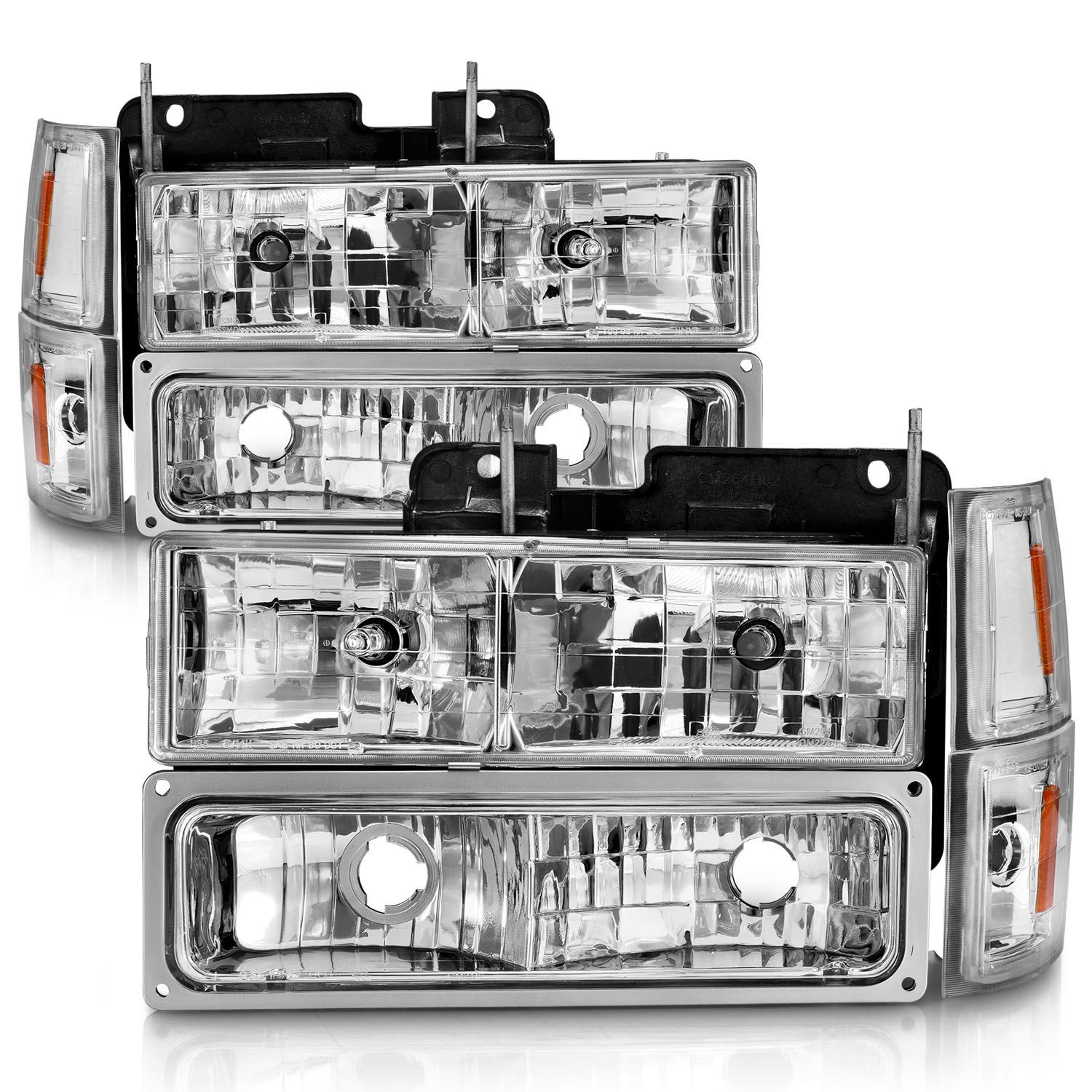 1994-2000 Chevrolet Blazer Full Size/C1500/C2500/C3500/Suburban/Tahoe Anzo Crystal Headlights Chrome Housing W/ Signal & Side Markers 8PC - 111506