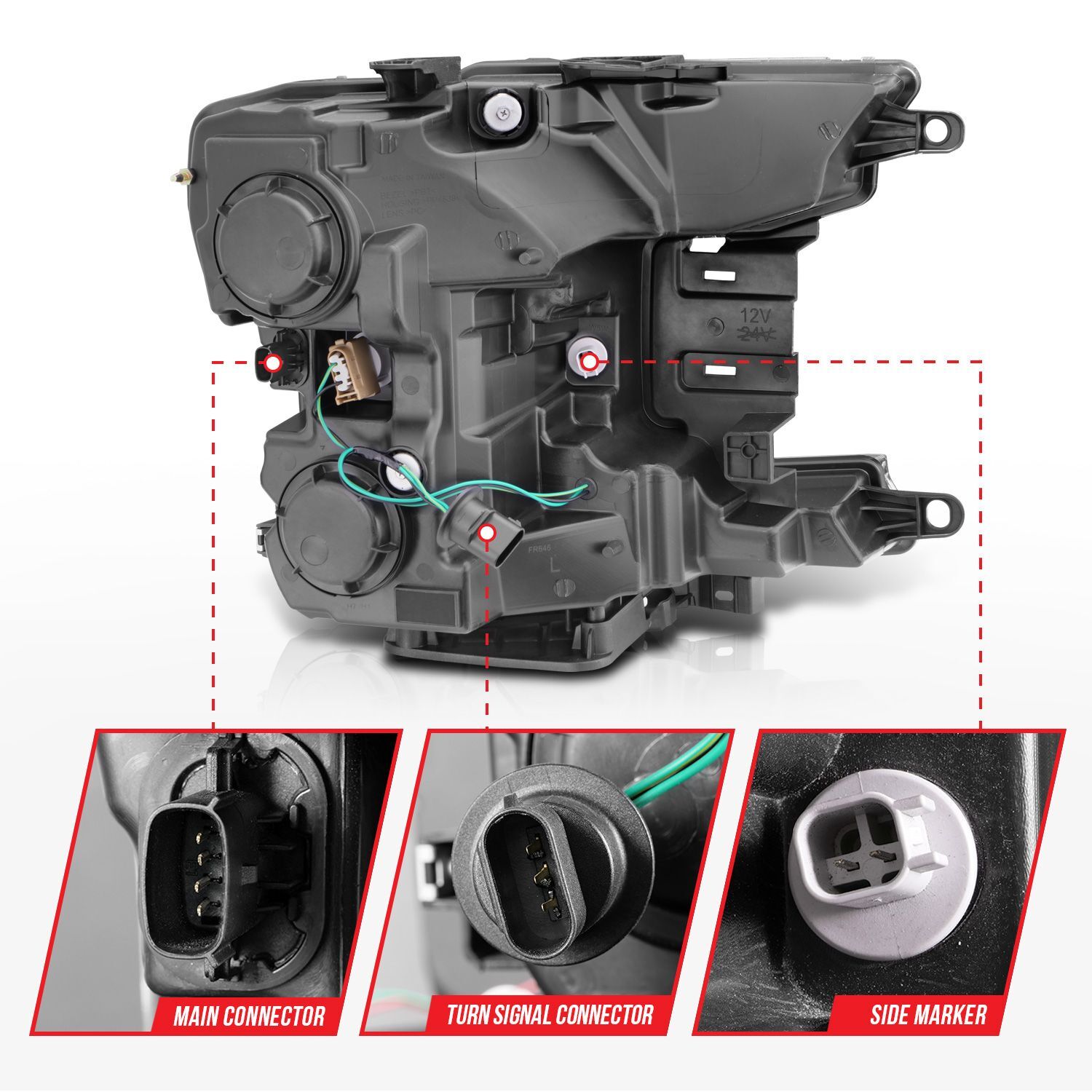 2018-2020 Ford F-150 Anzo Projector Headlight W/Plank Style Switchback Chrome Housing