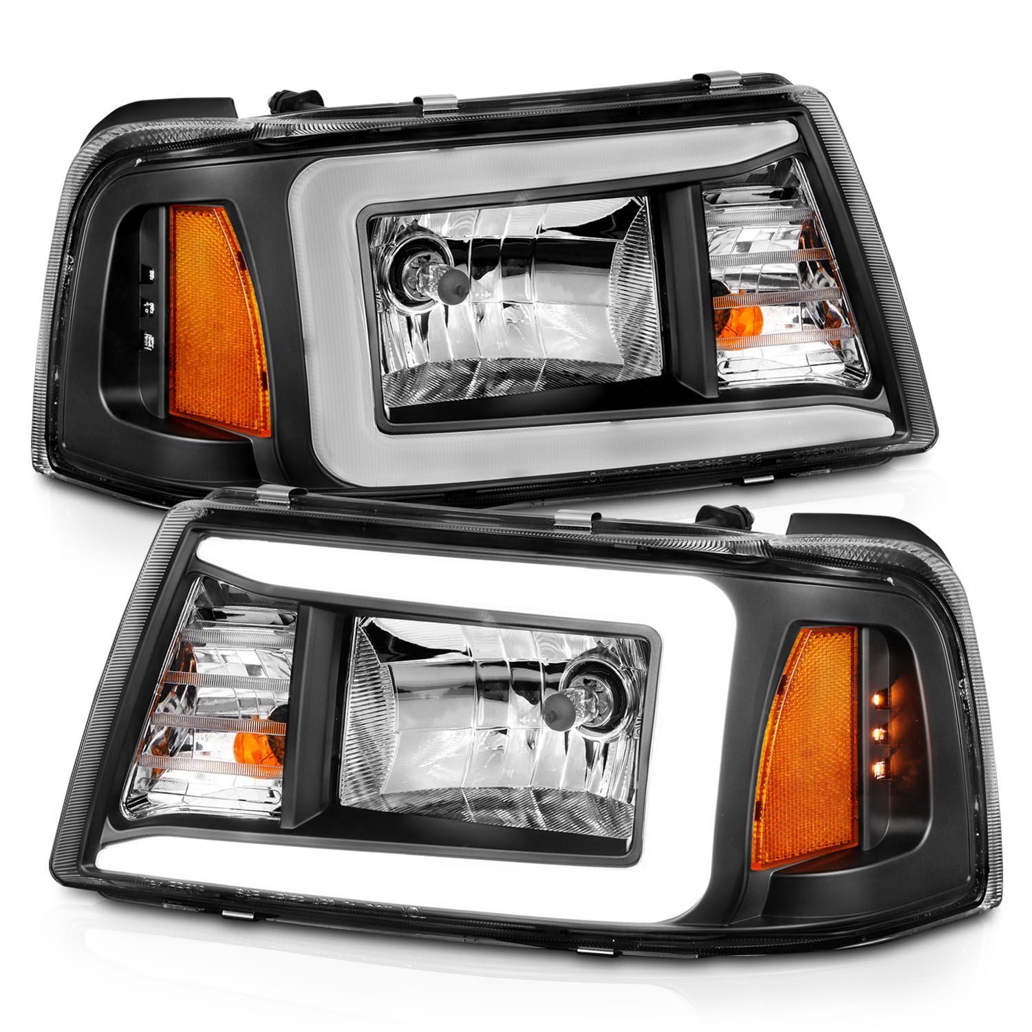 2001-2011 Ford Ranger Anzo Crystal Headlights W/ Light Bar Black Housing - 111511