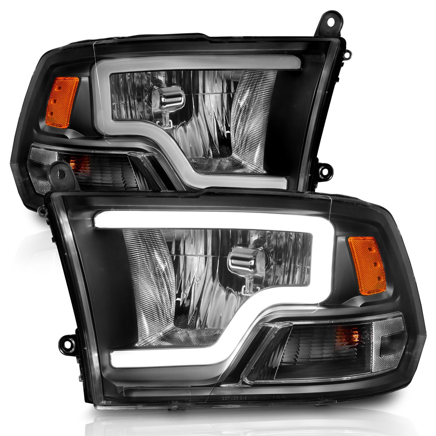 2009-2018 Dodge Ram 1500/2500/3500 Anzo Crystal Headlights W/ Light Bar Black Housing - 111515