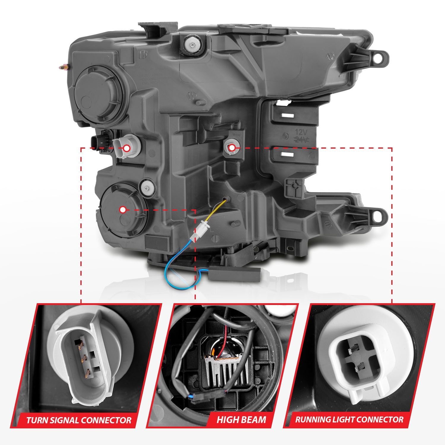 2018-2020 Ford F-150 Anzo Full LED Projector Headlight W/ Smoke Bar Sequential Signal Black Housing