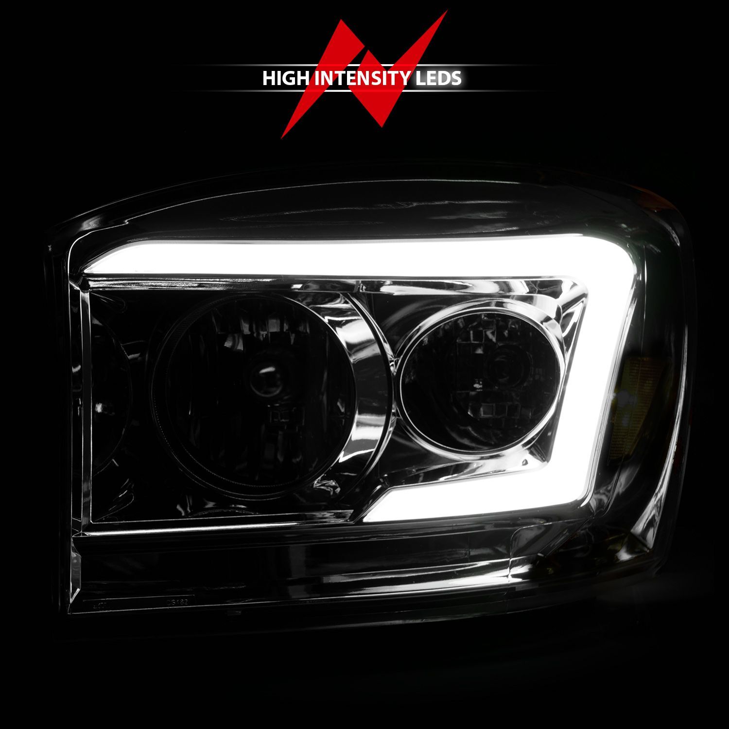 2006-2008 Dodge Ram 1500/2500/3500 Anzo Crystal Headlight W/ Light Bar Chrome Housing Clear Lens