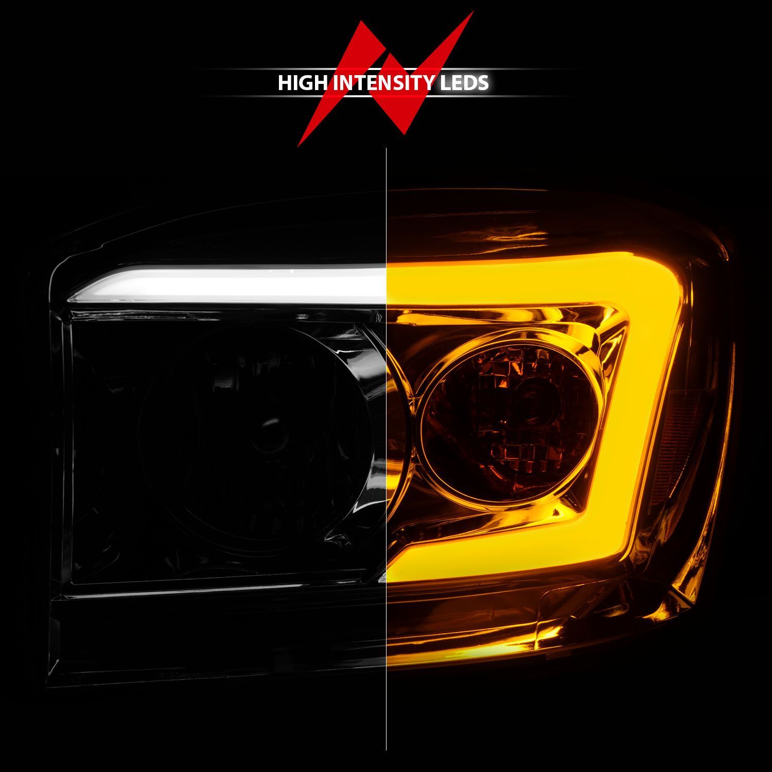 2006-2008 Dodge Ram 1500/2500/3500 Anzo Crystal Headlight W/ Light Bar Switchback Chrome Housing Clear Lens
