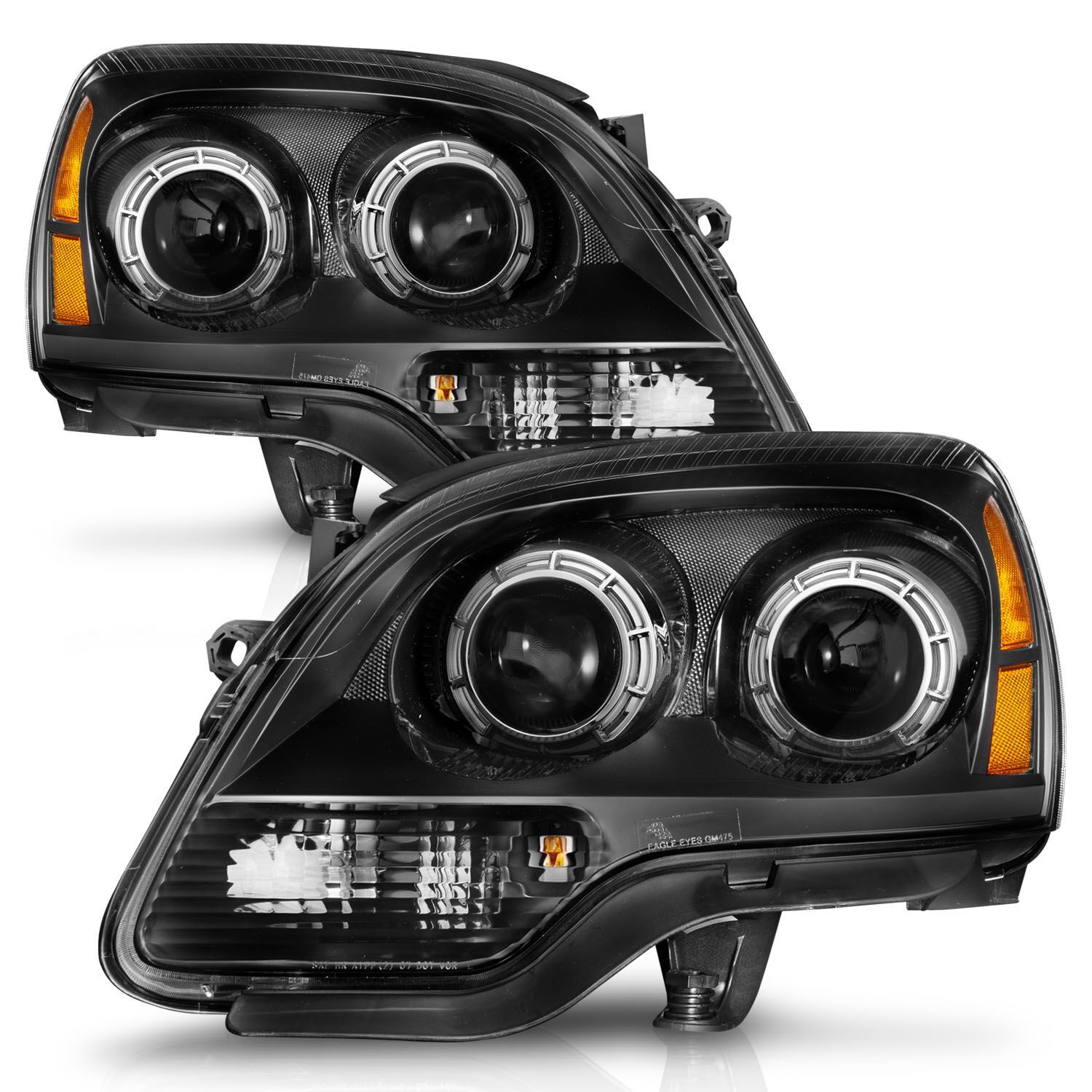 2007-2012 GMC Acadia Anzo Projector Headlights Balck Housing - 111530