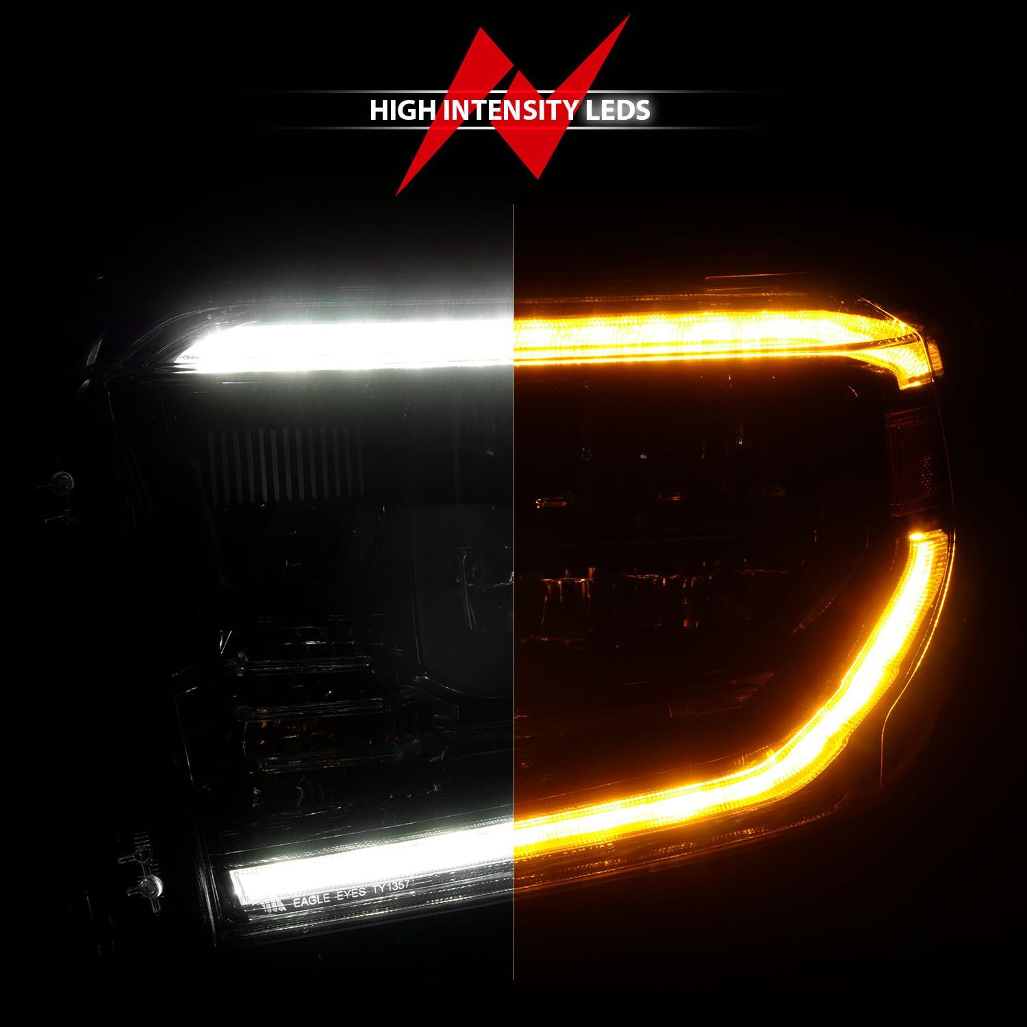 2014-2017 Toyota Tundra Anzo LED Crystal Headlights W/ Switchback Black Housing W/ DRL