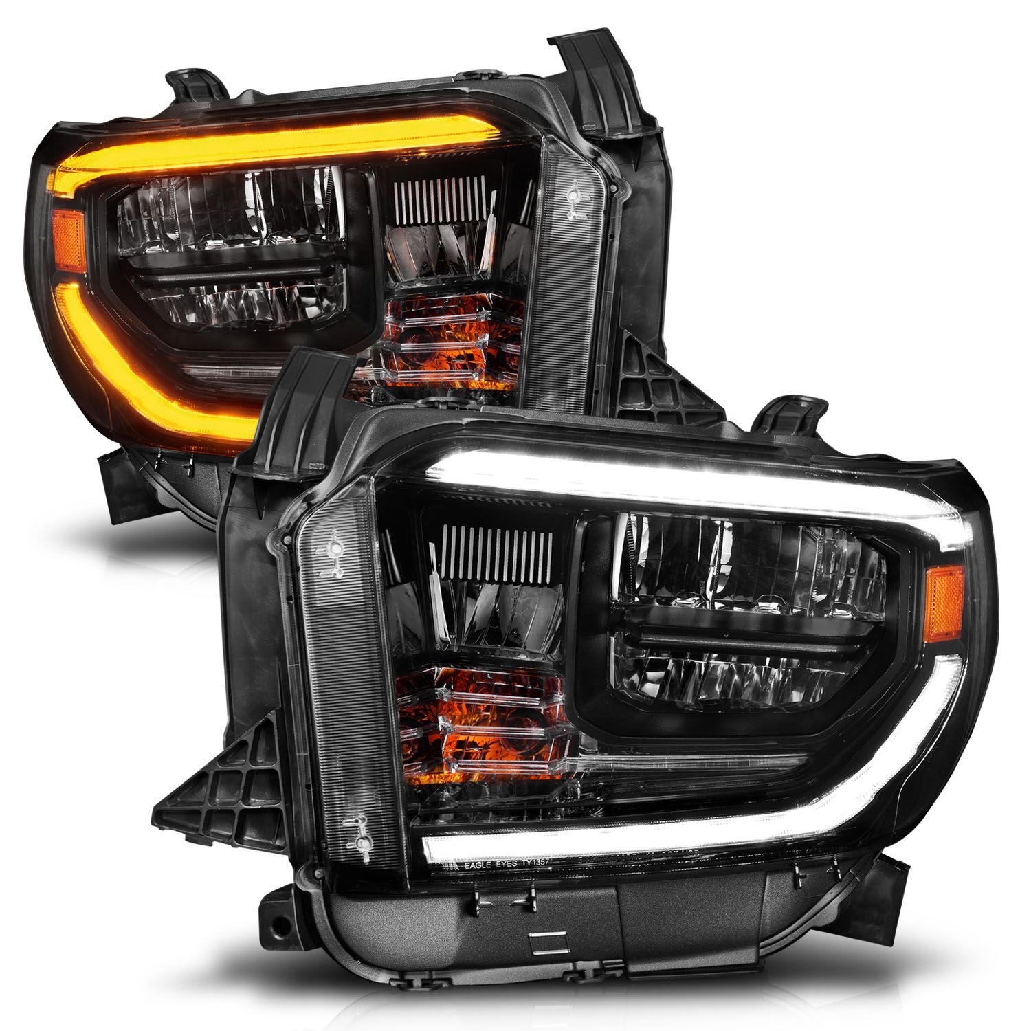 2014-2017 Toyota Tundra Anzo LED Crystal Headlights W/ Switchback Black Housing W/ DRL - 111531