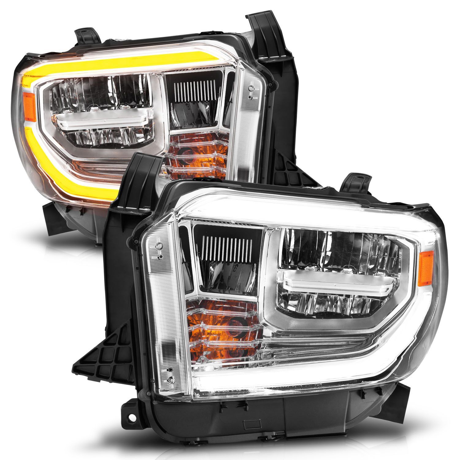 2014-2017 Toyota Tundra Anzo LED Crystal Headlights W/ Switchback Chrome Housing W/ DRL - 111532