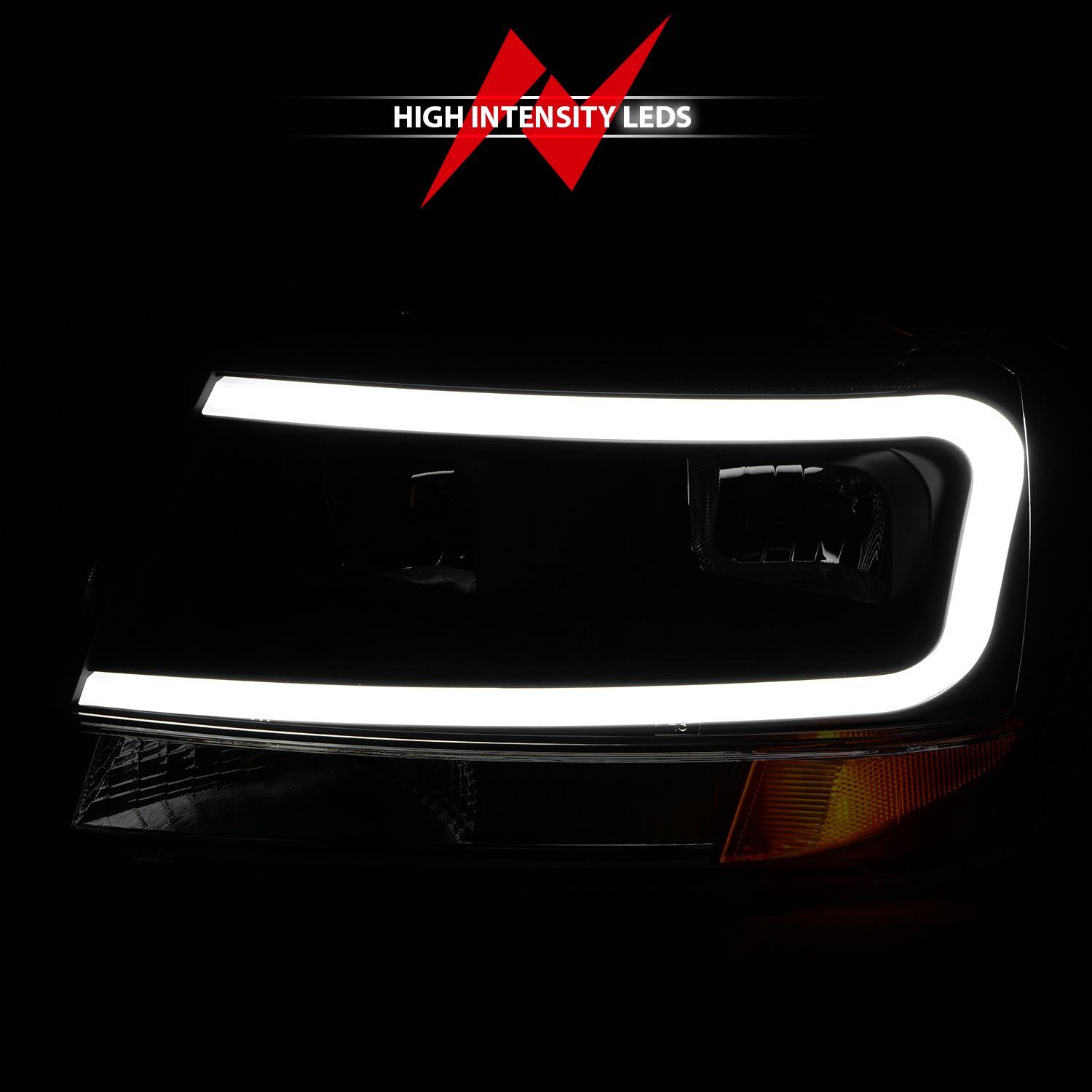 1999-2004 Jeep Grand Cherokee Anzo Crystal Headlights W/ Light Bar Black Housing