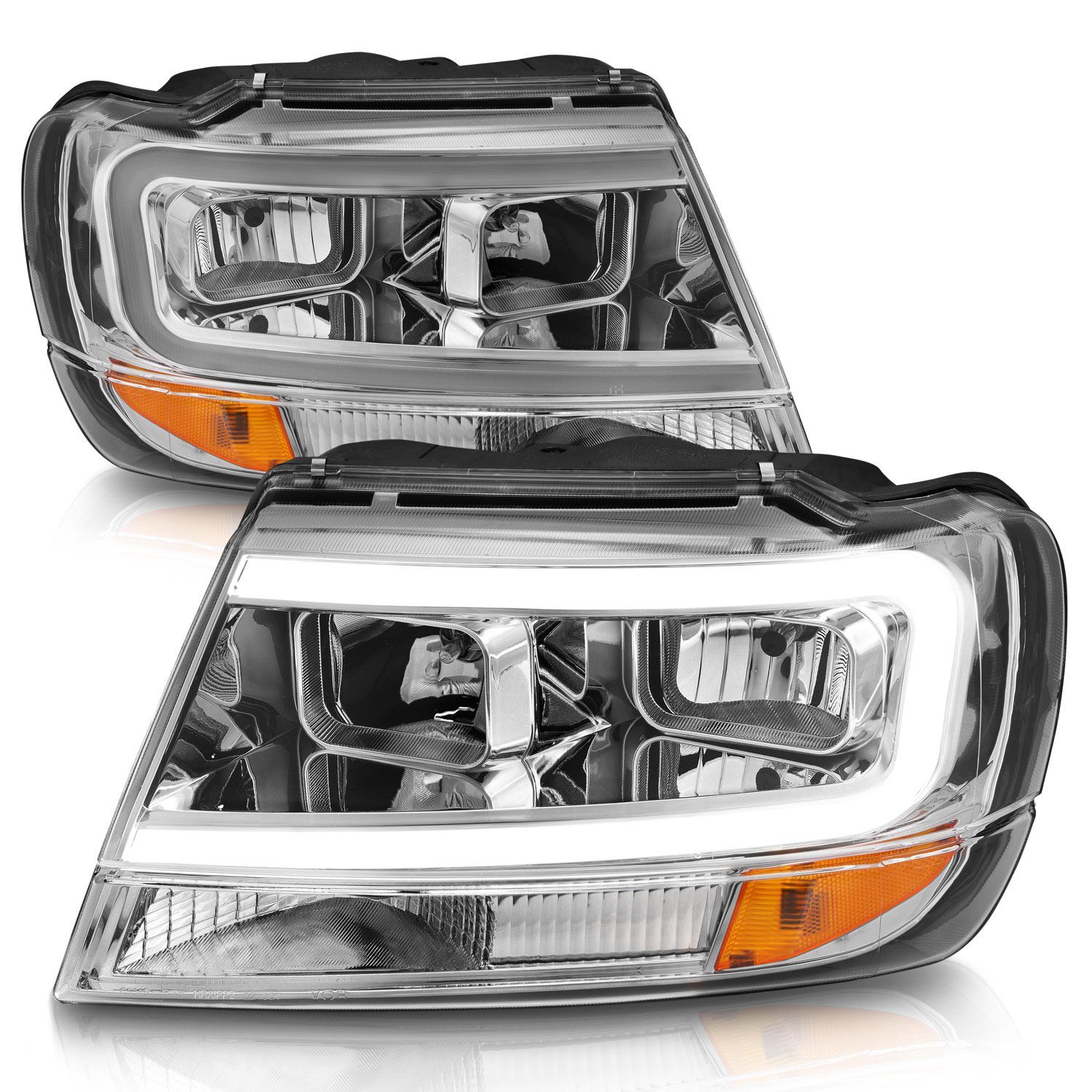 2009-2018 Dodge Ram 1500 Anzo Full LED Square Projector Headlights W/ Light Bar Chrome Housing - 111538