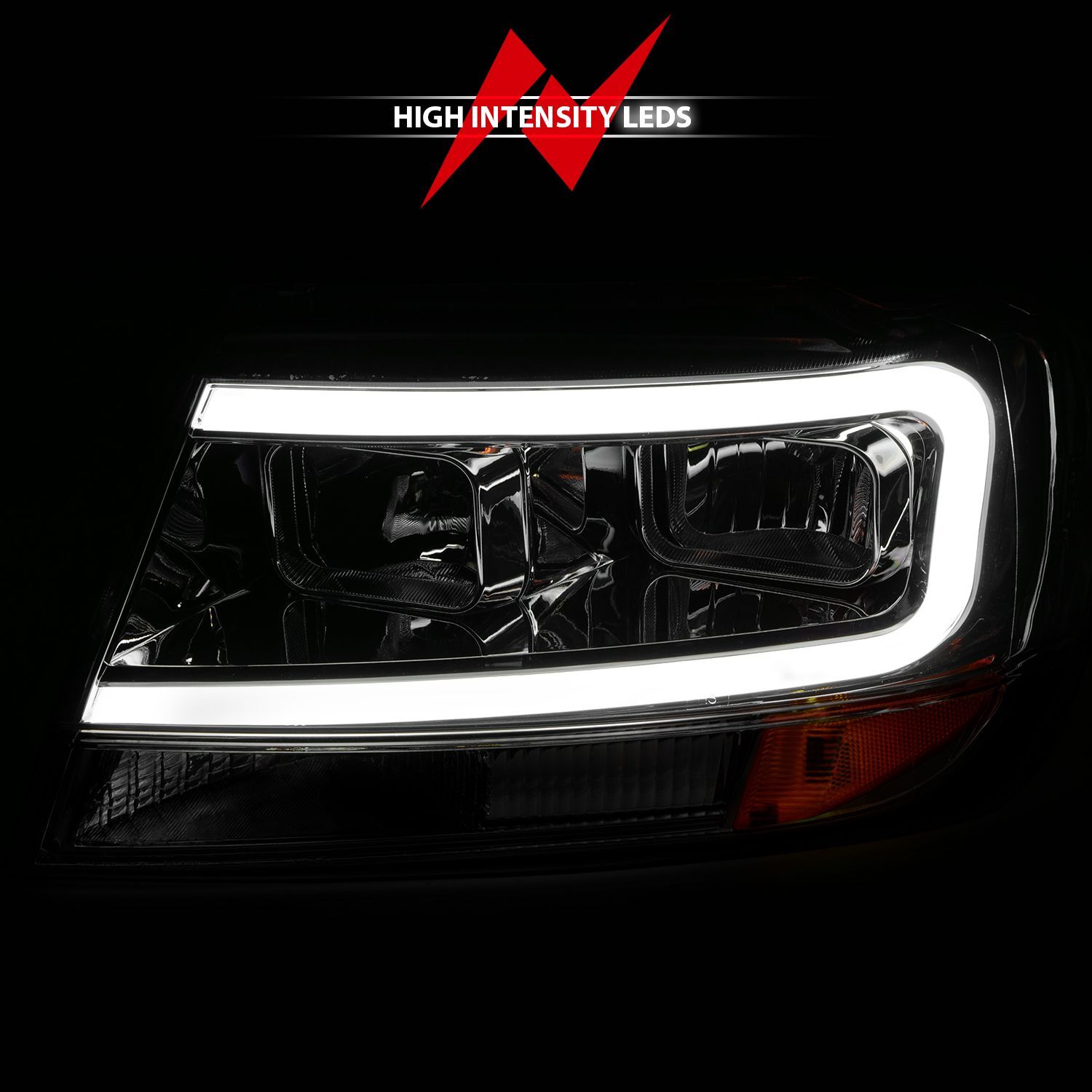 2009-2018 Dodge Ram 1500 Anzo Full LED Square Projector Headlights W/ Light Bar Chrome Housing