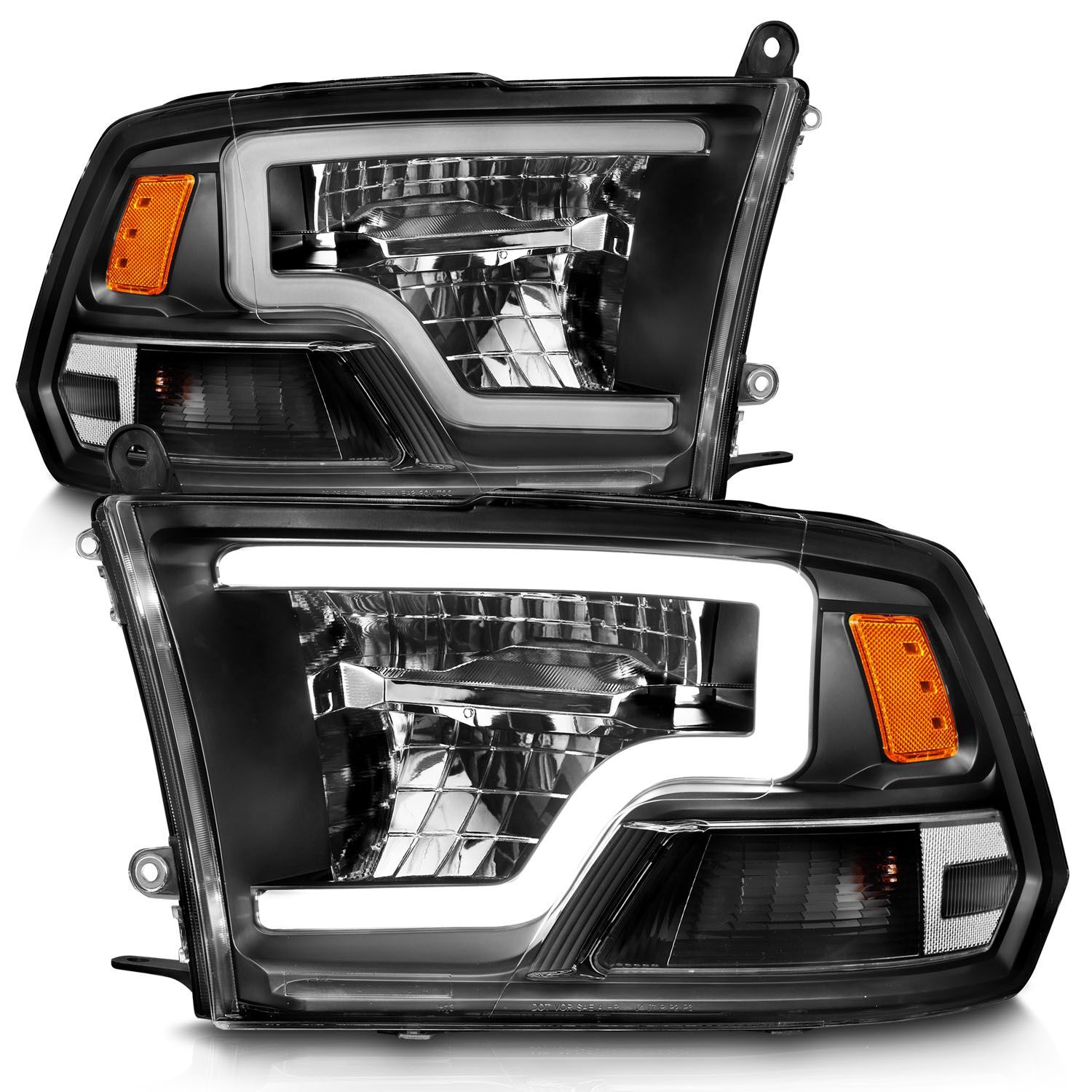 2010-2018 Dodge Ram 2500/Ram 3500 Anzo Full LED Square Projector Headlights W/ Light Bar Chrome Housing - 111539