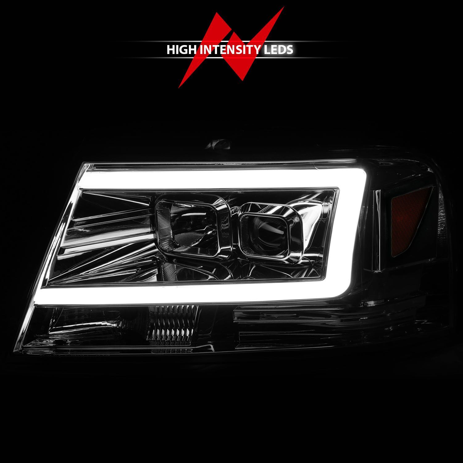 2004-2008 Ford F-150 Anzo Projector Headlights W/ Light Bar Chrome Housing