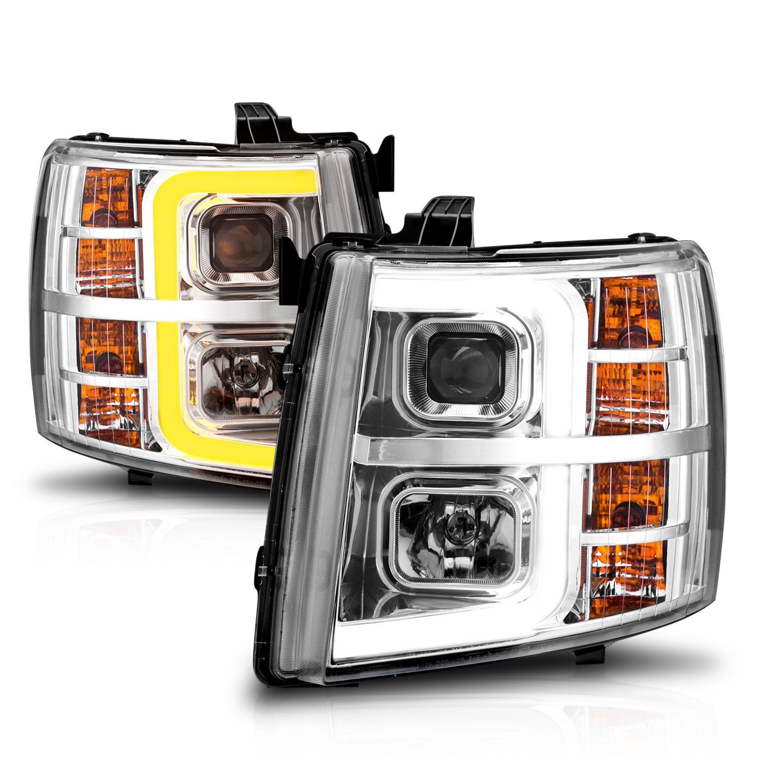2007-2013 Chevrolet Silverado 1500/2500/3500 Anzo Projector W/ Light Bar Chrome Housing W/ Sequential - 111546