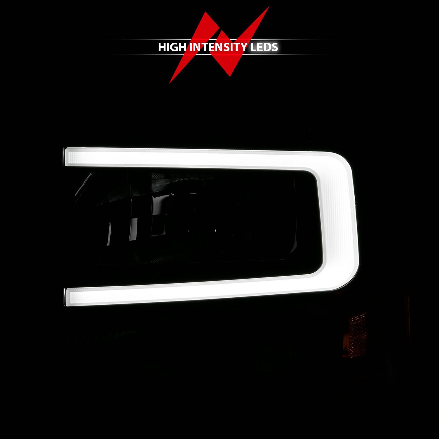 1999-2004 Ford Excursion/F-250/F-350/F-450 Super Duty Anzo Crystal Headlights W/ Light Bar Black Housing