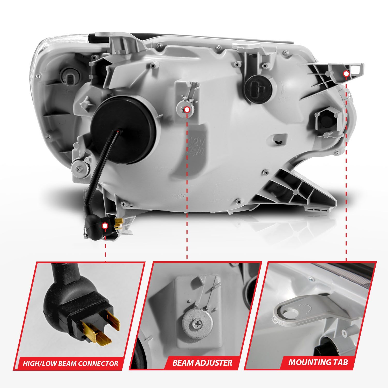 2012-2015 Toyota Tacoma Anzo Projector Headlights W/ Light Bar Switchback Chrome Housing