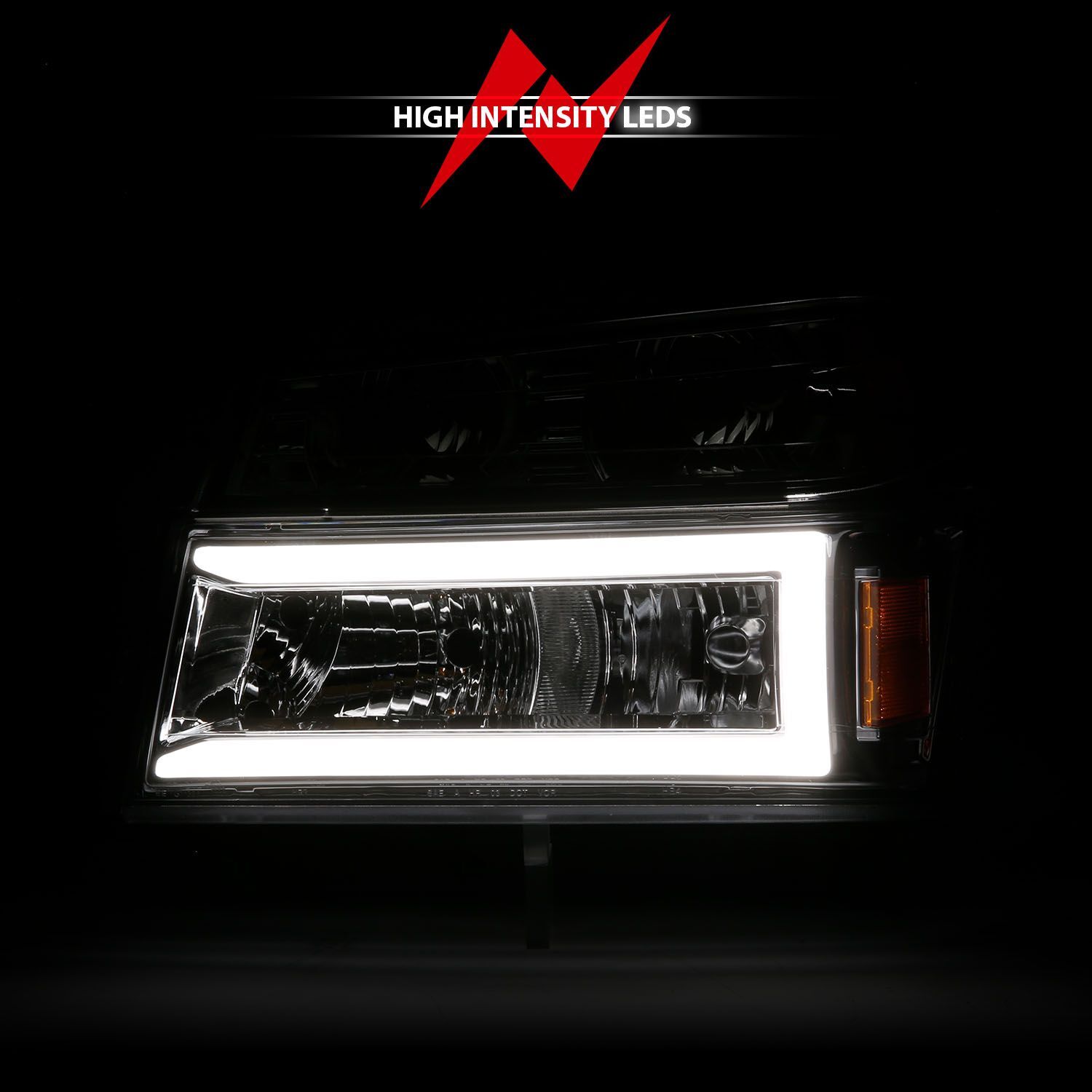 2004-2012 GMC Colorado Anzo Crystal Headlights W/ Light Bar Chrome Housing 4PC