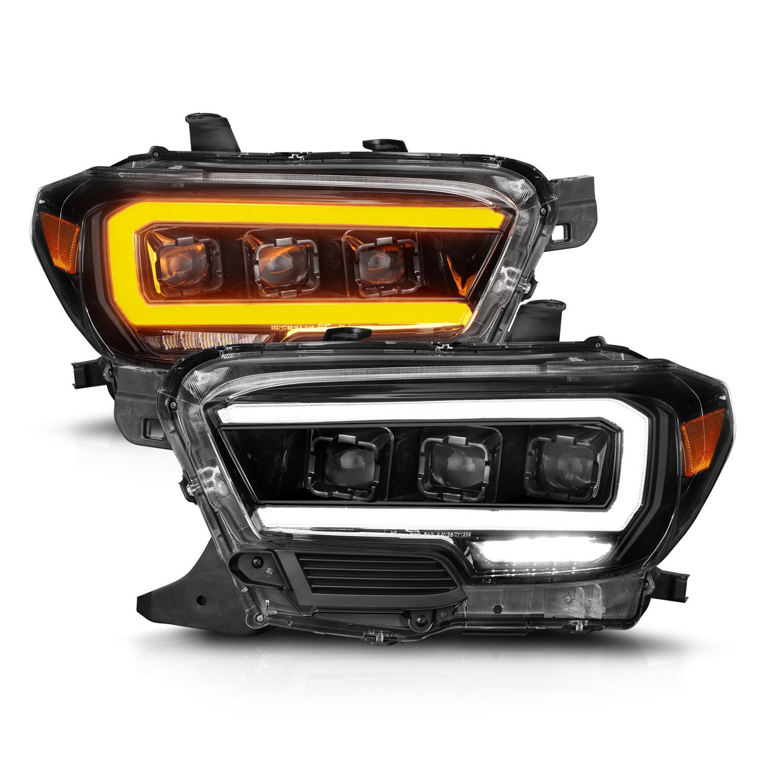2016-2023 Toyota Tacoma SR/SR5 Anzo Full LED Projector Headlights W/ Light Bar Sequential Black Housing W/ Initiation Light - 111562