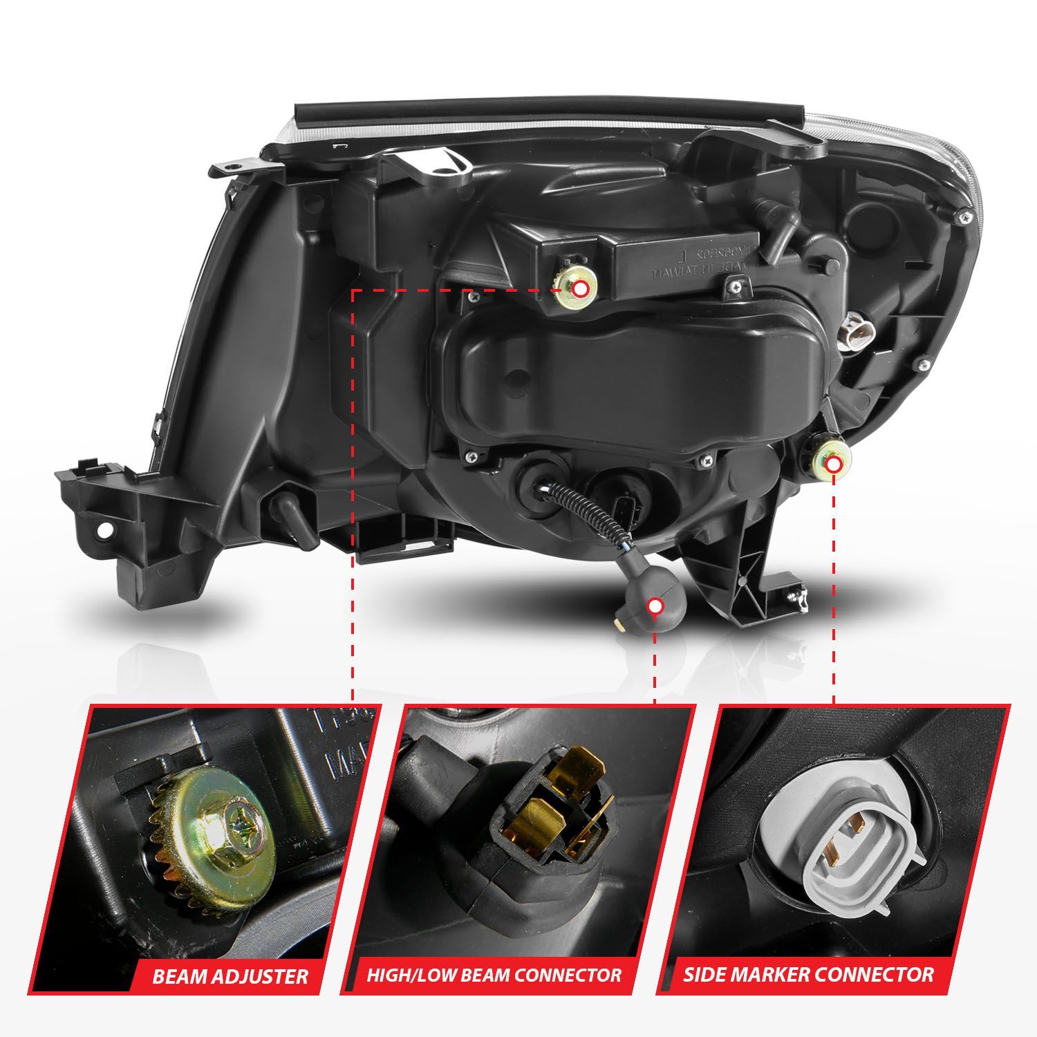 2005-2011 Toyota Tacoma Anzo Projector Headlights W/ Sequential Light Bar Black Housing