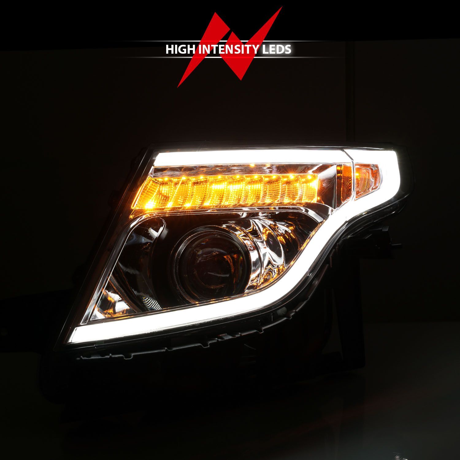 2011-2015 Ford Explorer Anzo Projector Headlights W/ Light Bar Chrome Housing