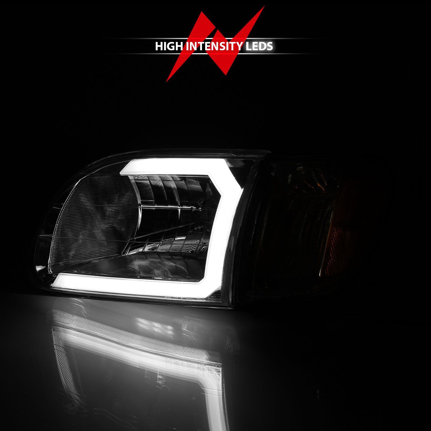 2000-2004 Toyota Tundra Regular Cab/Access Cab Anzo Crystal Headlights W/ Light Bar Chrome Housing W/ Corner Lights 2PC