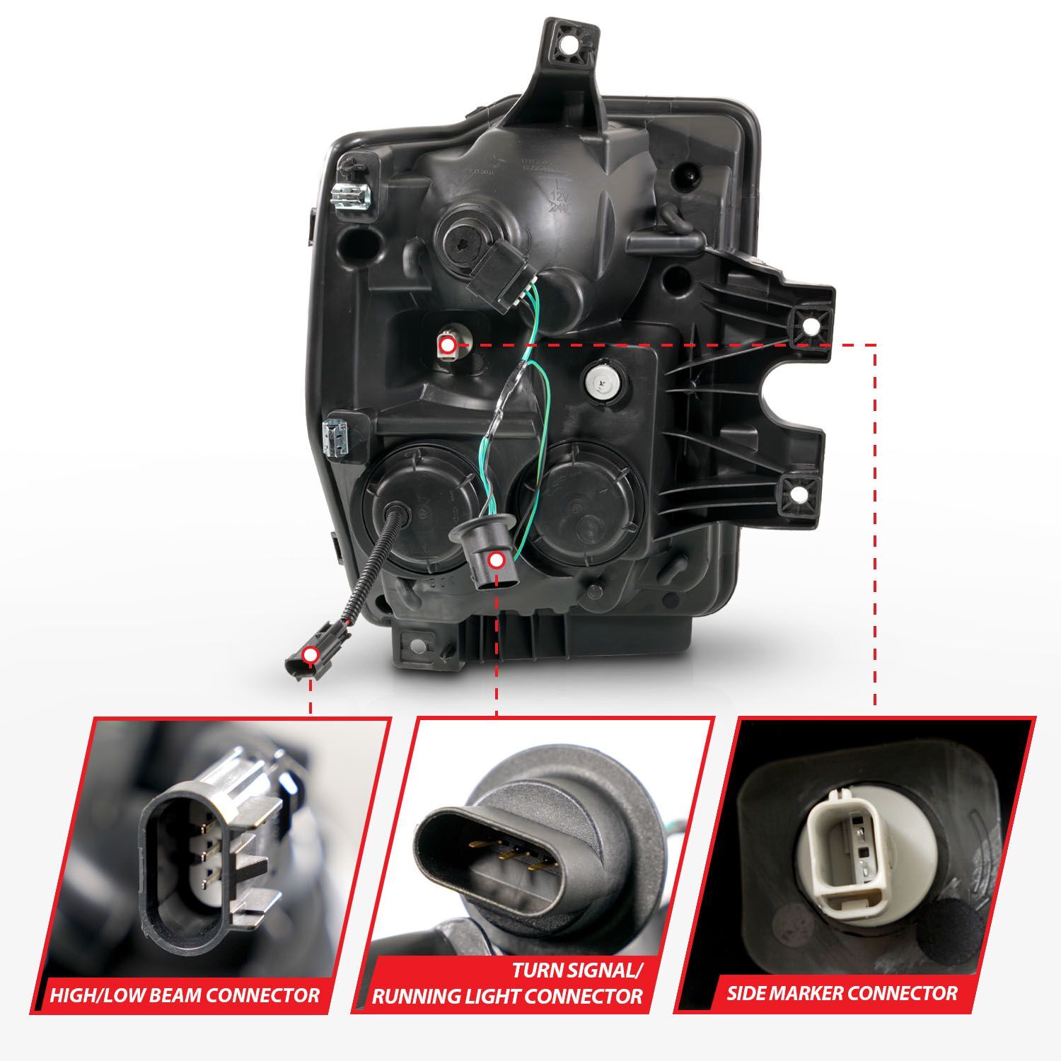 2008-2010 Ford F-250/F-350/F-450/F-550 Super Duty Anzo Projector Headlights W/ Light Bar Switchback Black Housing