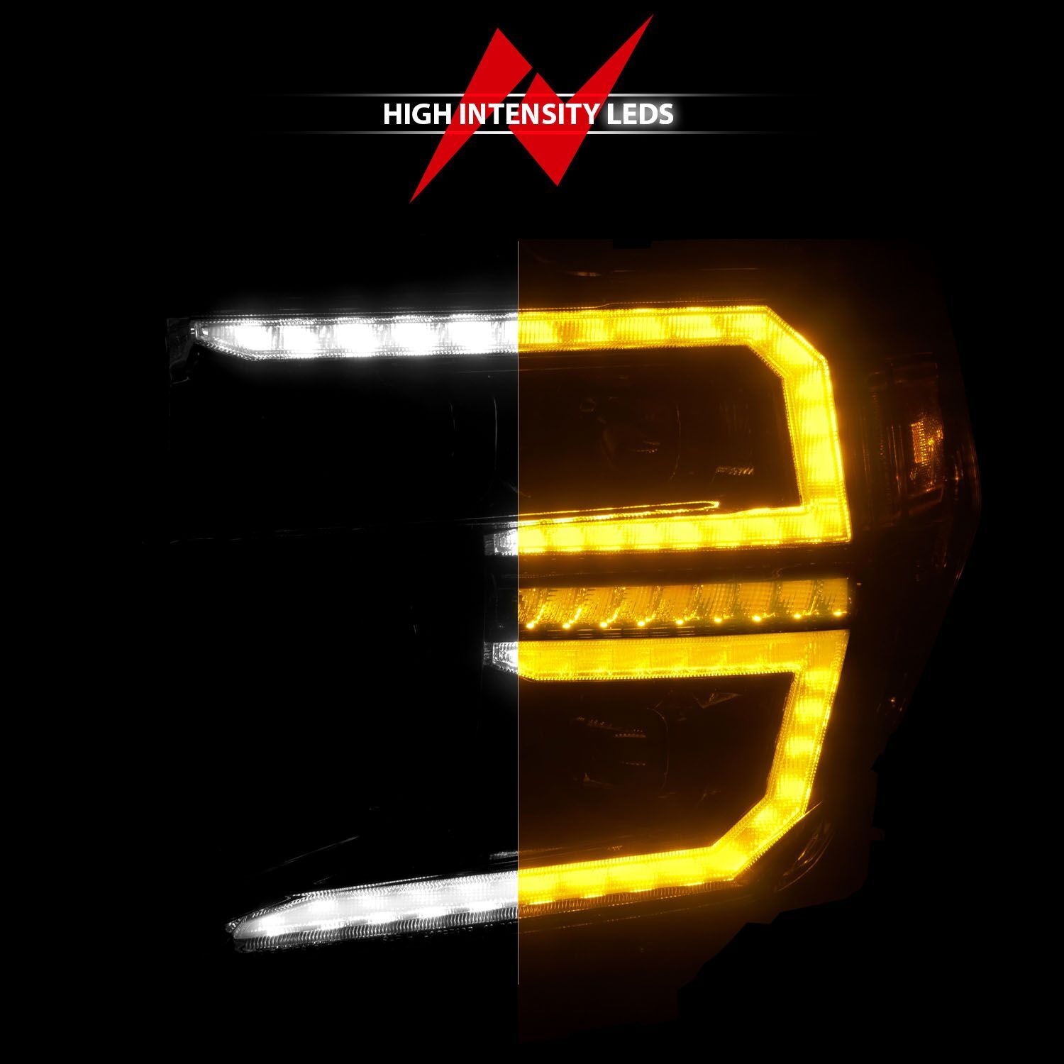 2006-2009 GMC Sierra 1500 Anzo Black Housing Full LED Trio Projector Switchback Bar W/DRL & Initiation Feature