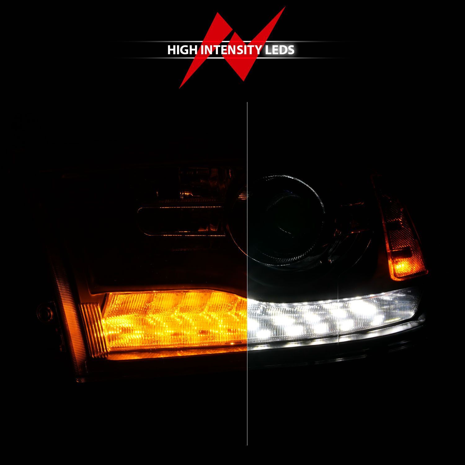 2009-2018 Dodge Ram 1500/2500/3500 Anzo LED Plank Style Projector Headlihgts W/Switchback+Sequential Matte Black (Oe Style)
