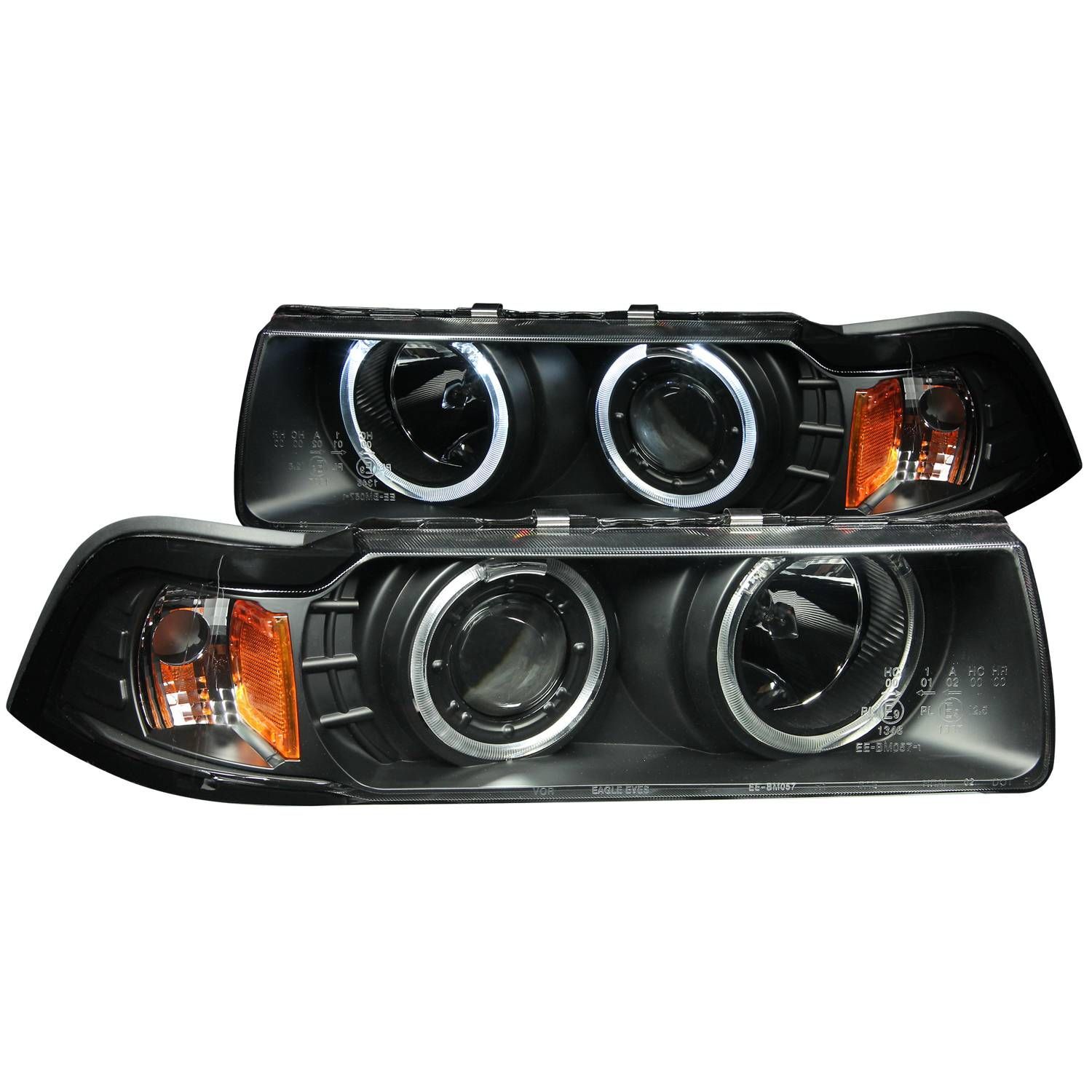1992-1998 BMW 3-Series E36 2DR Anzo Projector Headlights W/ Halo Black (SMD LED) G2 - 121011