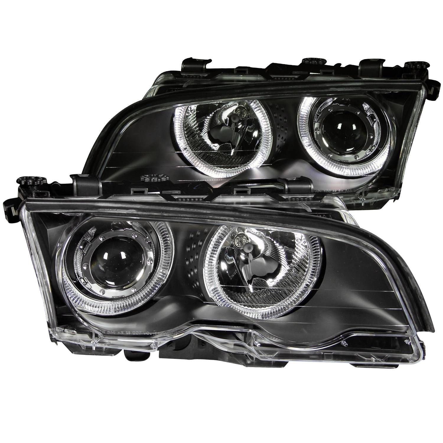 1999-2001 BMW 3-Series E46 4DR Anzo Projector Headlights W/ Halo Black - 121015