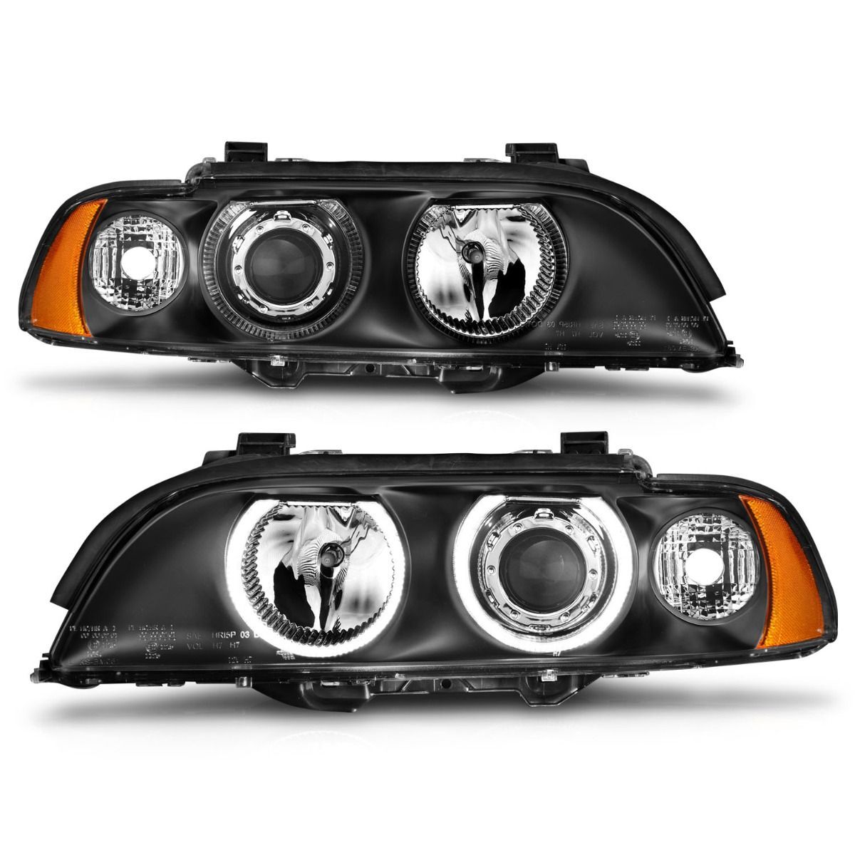 1997-2001 BMW 5-Series E39 Anzo Projector Headlights W/ Halo Black