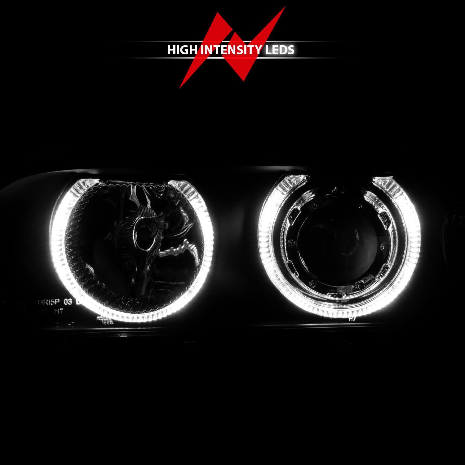 1997-2001 BMW 5-Series E39 Anzo Projector Headlights W/ Halo Black