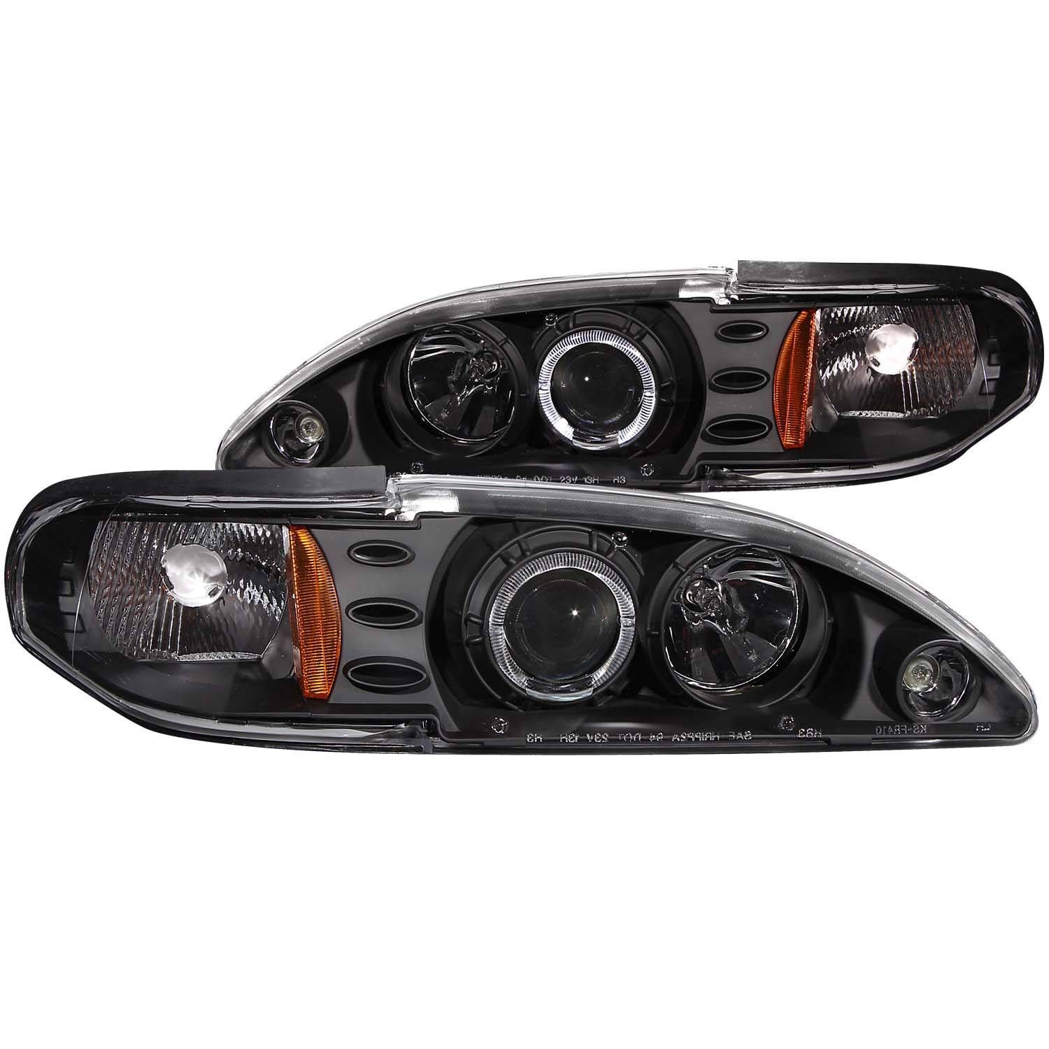 1994-1998 Ford Mustang Anzo Projector Headlights W/ Halo Black 1Pc - 121038