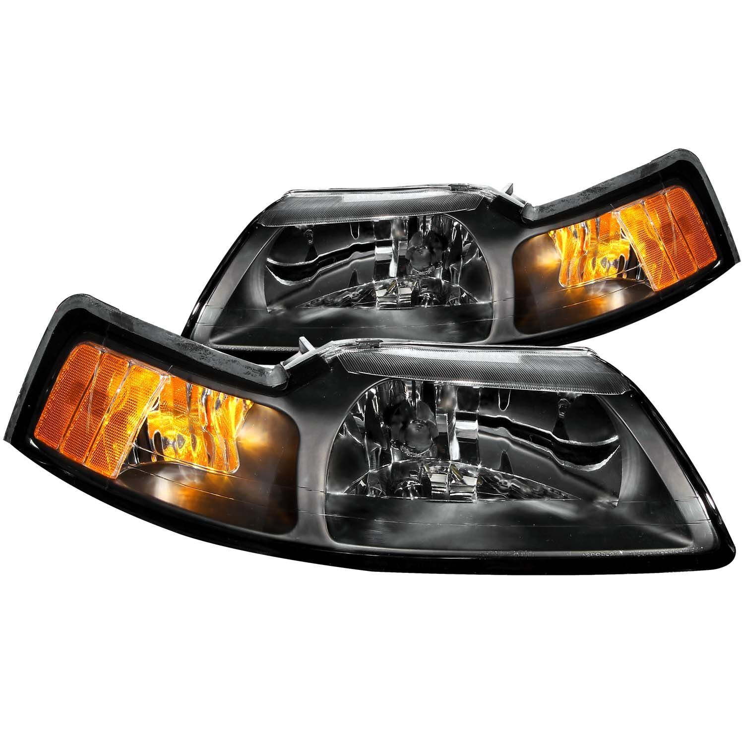 1999-2004 Ford Mustang Anzo Crystal Headlights Black - 121040