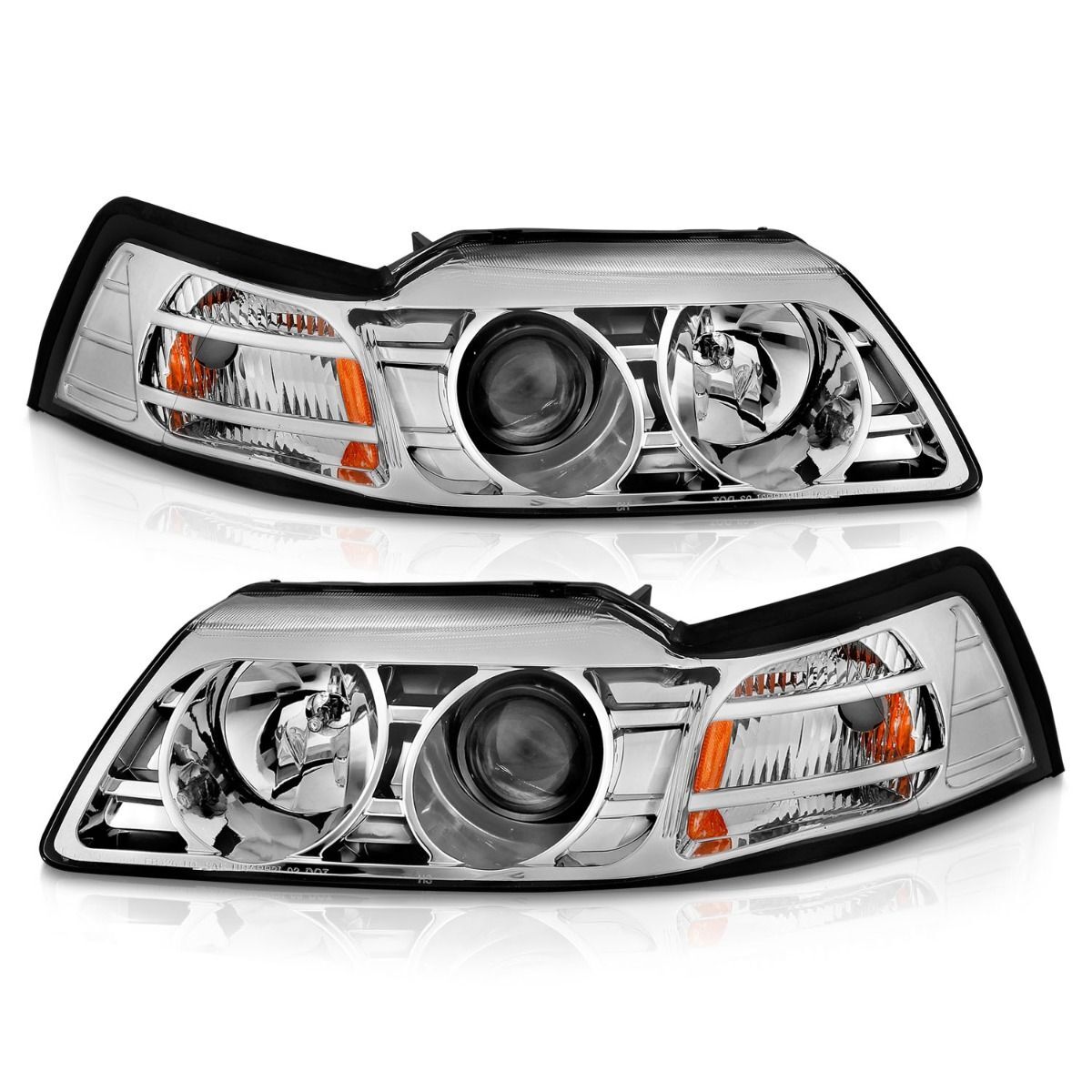 1999-2004 Ford Mustang Anzo Projector Headlights Chrome - 121043