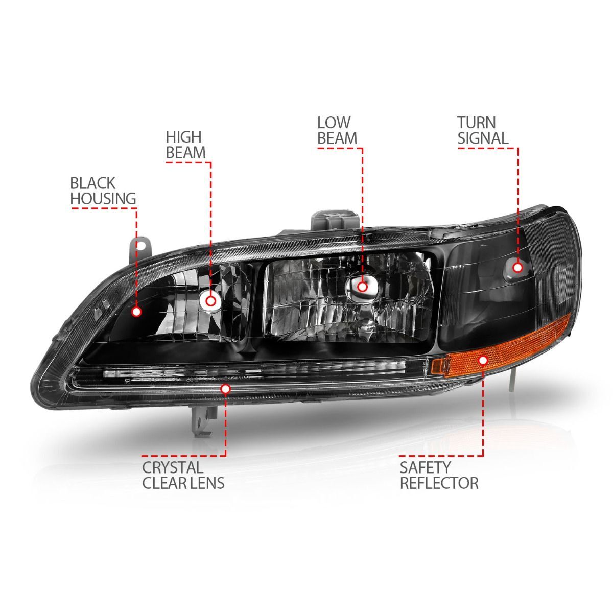 1998-2002 Honda Accord Anzo Crystal Headlights Black