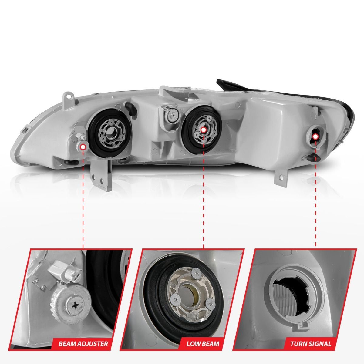 1998-2002 Honda Accord Anzo Crystal Headlights Black