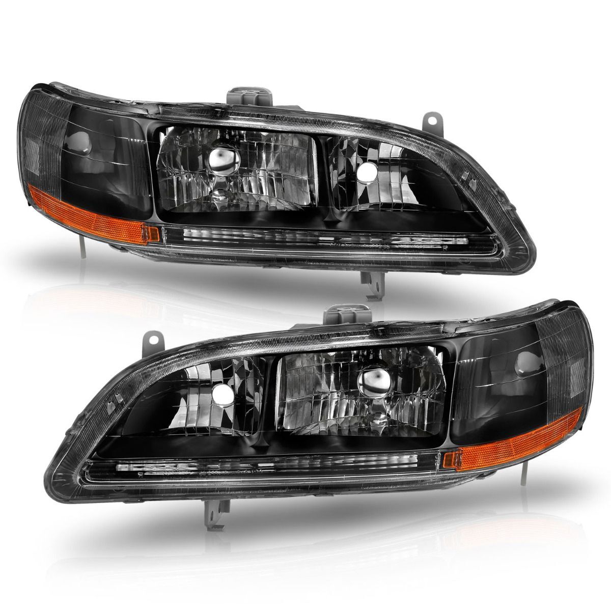 1998-2002 Honda Accord Anzo Crystal Headlights Black - 121052