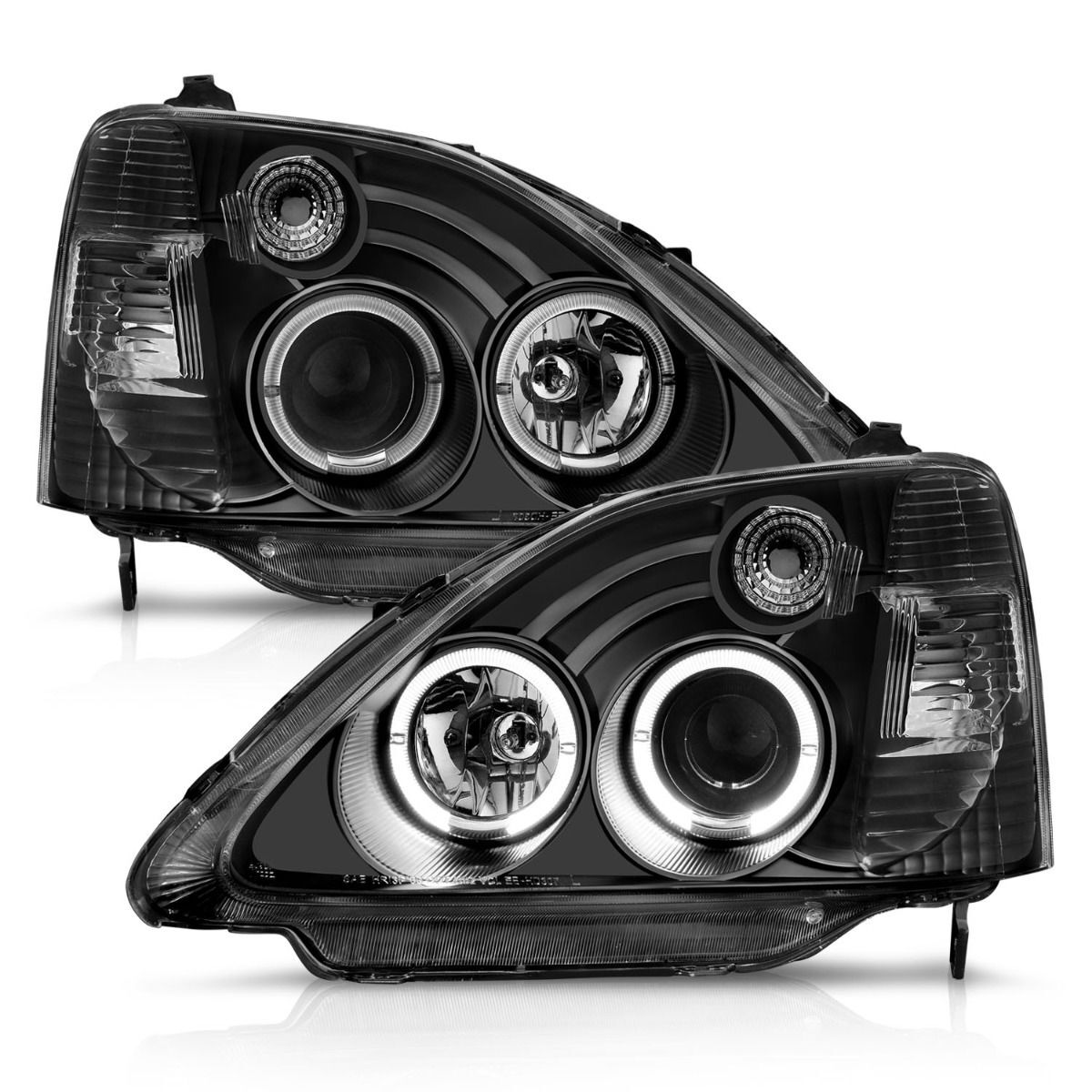 2002-2003 Honda Civic 3DR Anzo Projector Headlights W/ Halo Black - 121057