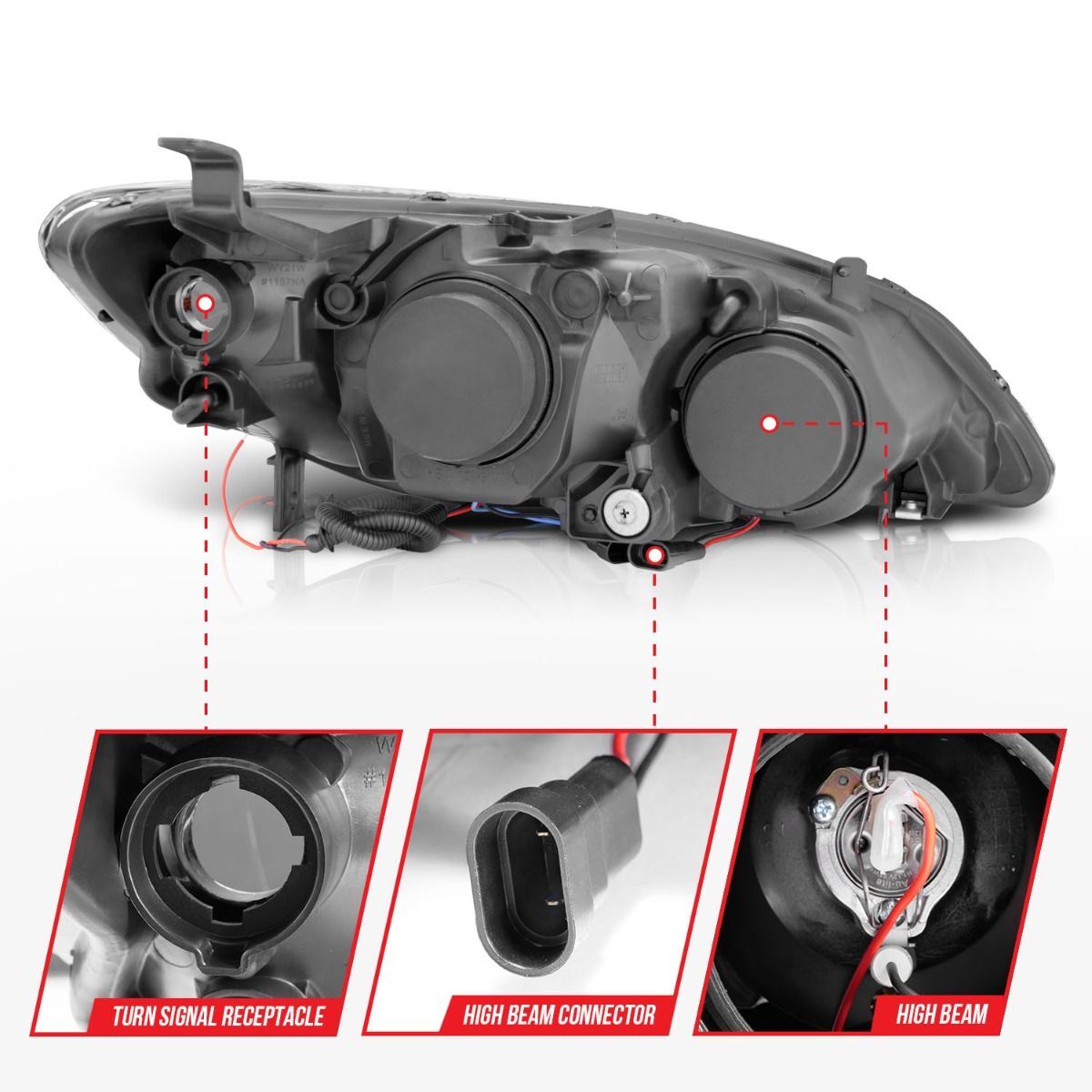 2004-2005 Honda Civic 2DR/4DR Anzo Projector Headlights W/ Halo Black