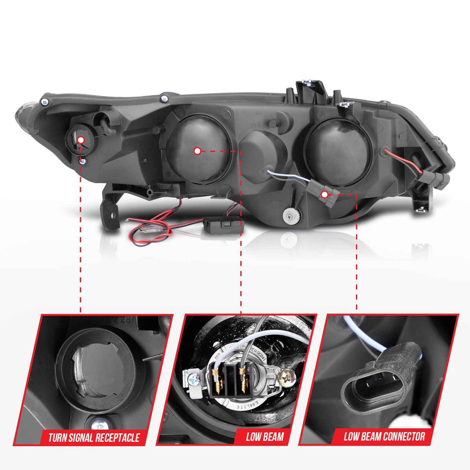 2006-2011 Honda Civic 2DR Anzo Projector Headlights W/ Halo Black (SMD LED)