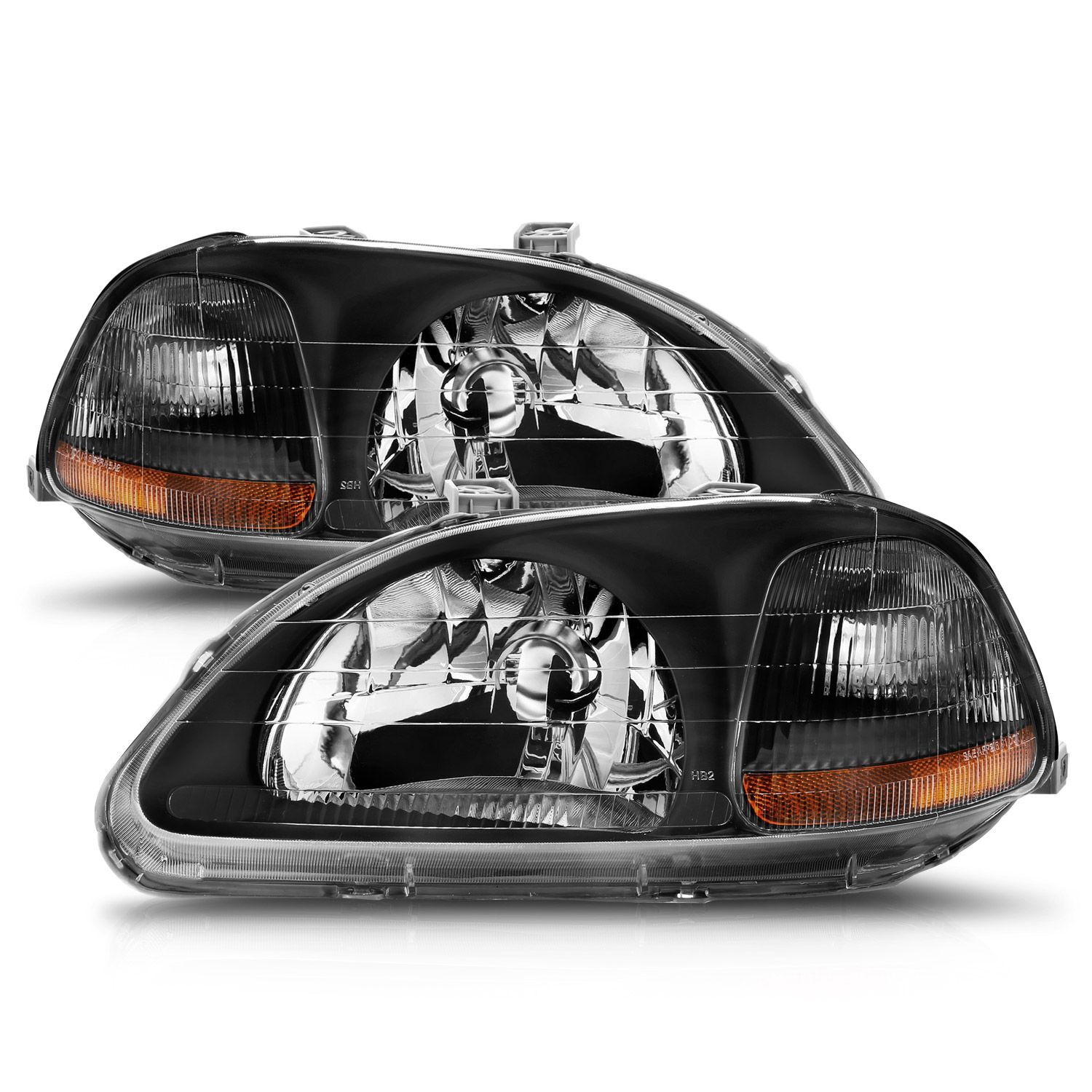1996-1998 Honda Civic Anzo Crystal Headlights Black - 121067