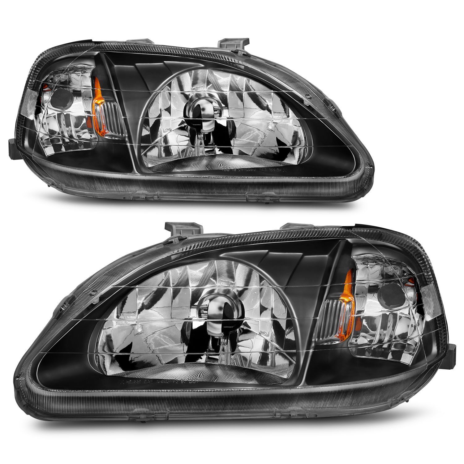 1999-2000 Honda Civic Anzo Crystal Headlights Black - 121070