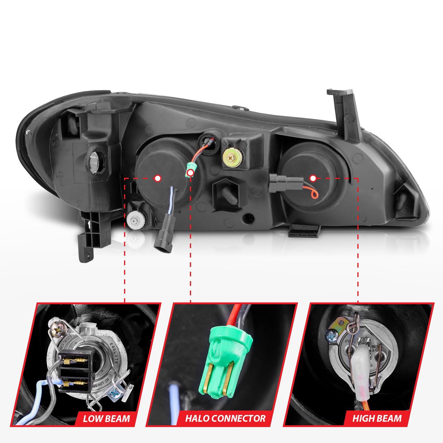 2000-2004 Infiniti I30 Anzo Projector Headlights W/ Halo Black