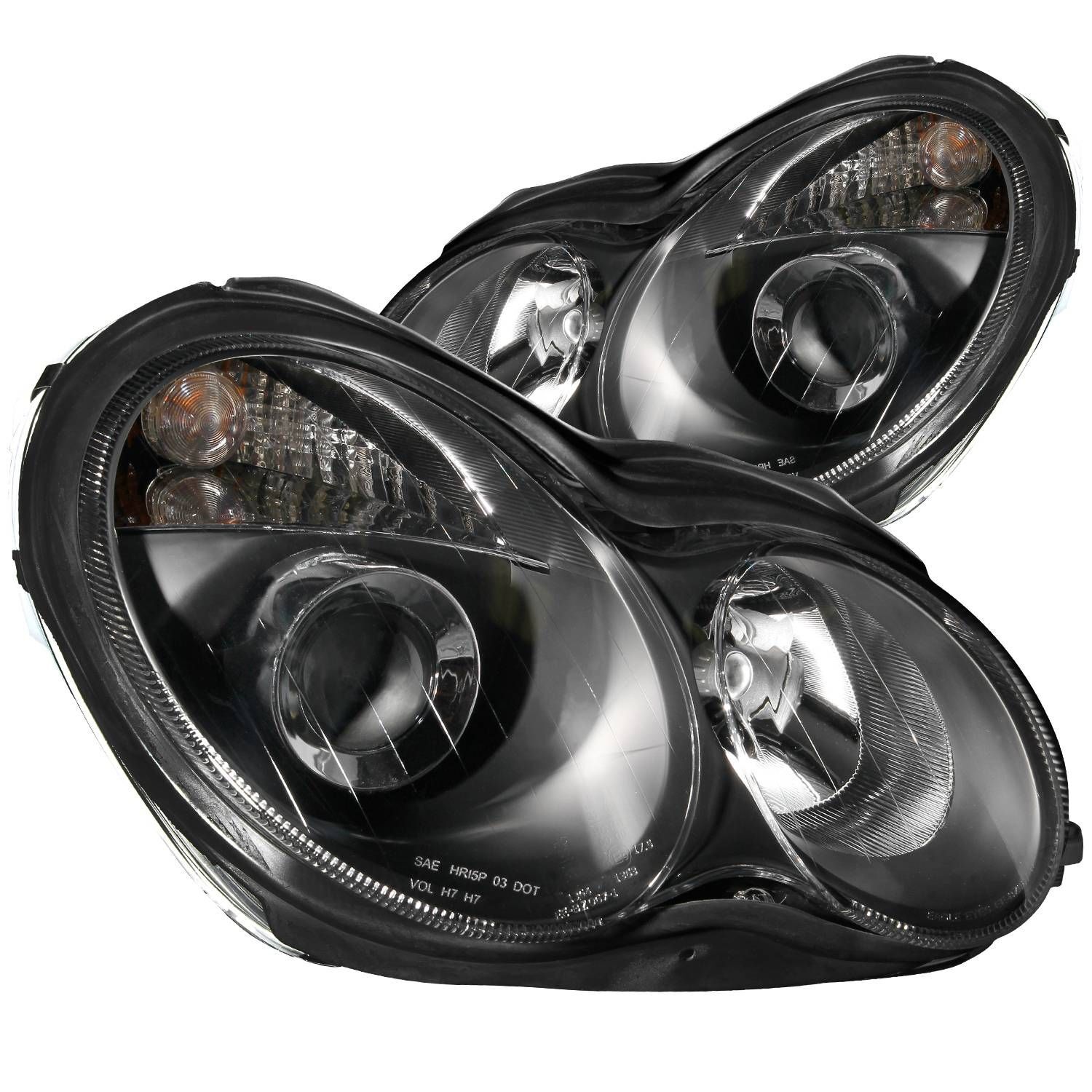 2001-2007 Mercedes Benz C-Class W203 4DR Anzo Projector Headlights Black - 121079