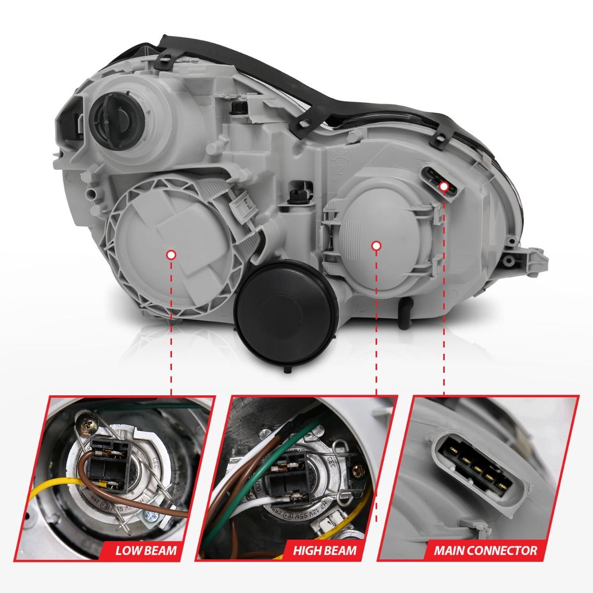2001-2007 Mercedes Benz C-Class W203 4DR Anzo Projector Headlights Chrome