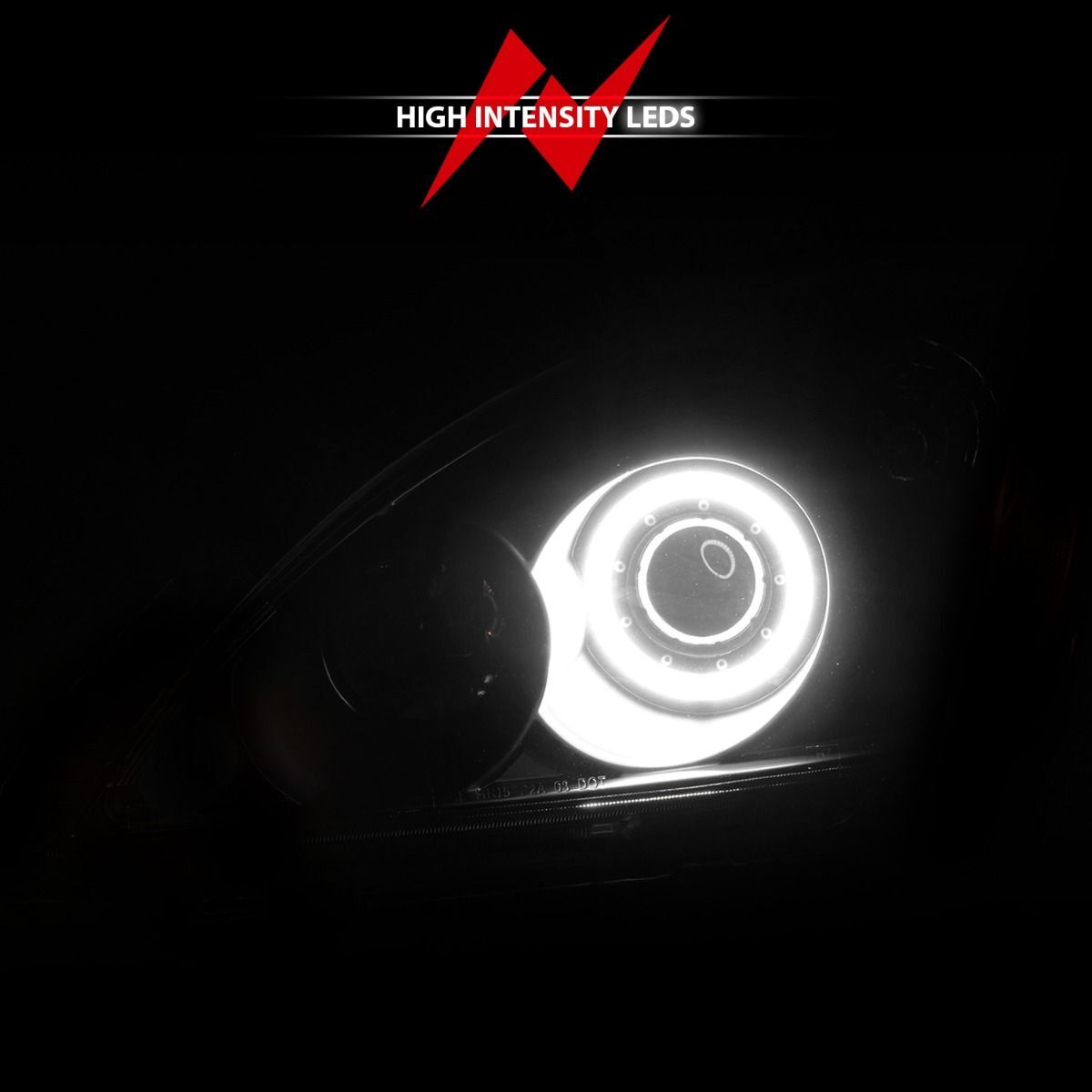 2004-2007 Mitsubishi Lancer Anzo Projector Headlights W/ Halo Black (SMD LED)