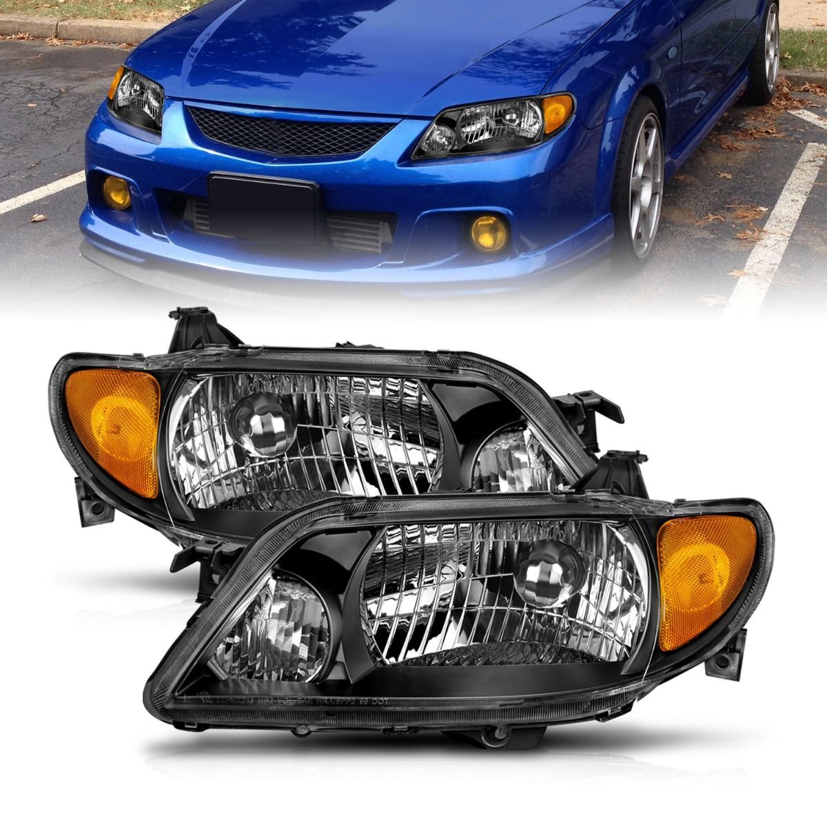 2001-2003 Mazda Protege Anzo Crystal Headlights Black - 121107