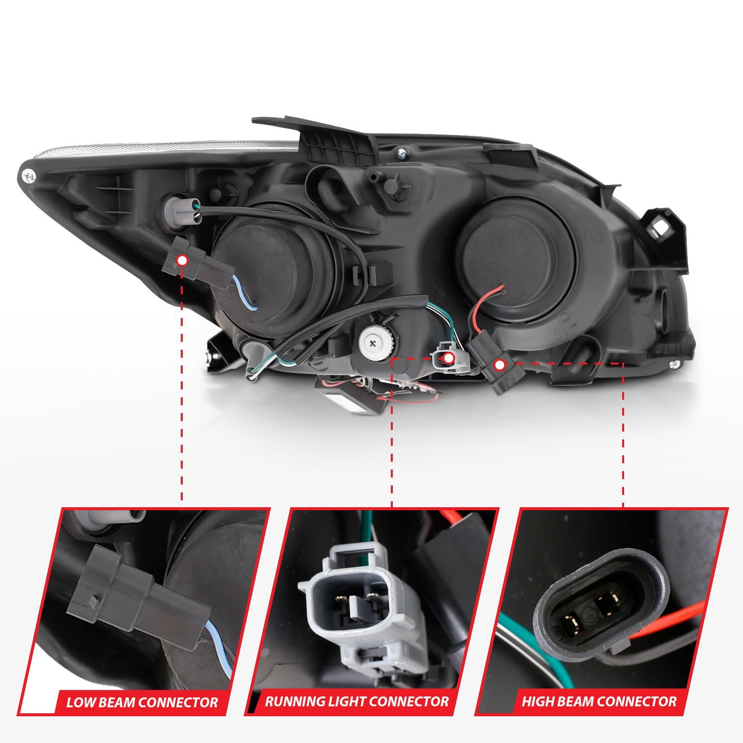 2005-2010 Scion tC Anzo Projector Headlights W/ Halo Black (SMD LED)